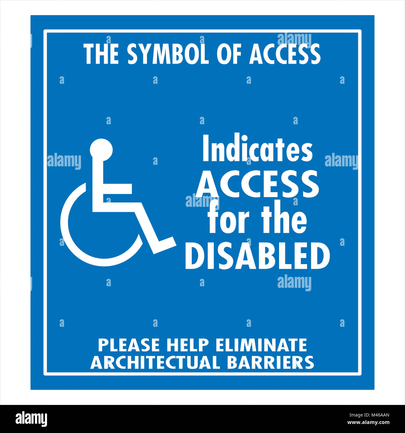 Handicap accesso sedie a rotelle segno Foto Stock