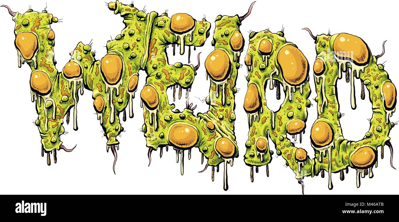 Testo di cartoon della parola strani in coli, verruca e cisti-coperto, organico scritte, Illustrazione Vettoriale