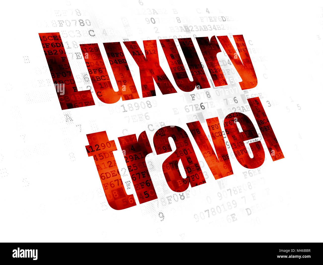 Concetto di vacanza: Viaggi di lusso su sfondo digitale Foto Stock