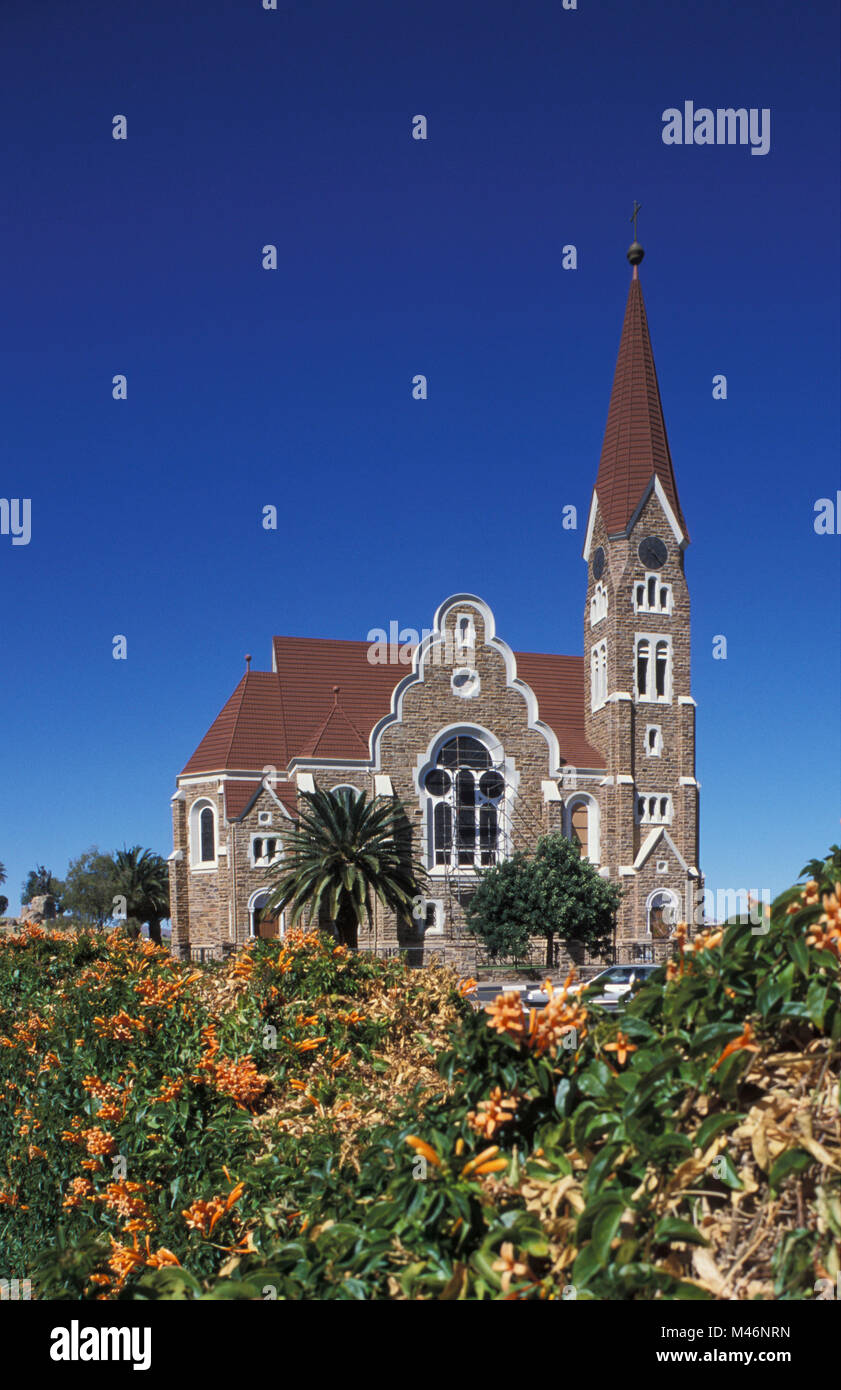 Namibia Windhoek. Chiesa Christuskirche (1910), tedesca tipica architettura coloniale. Foto Stock