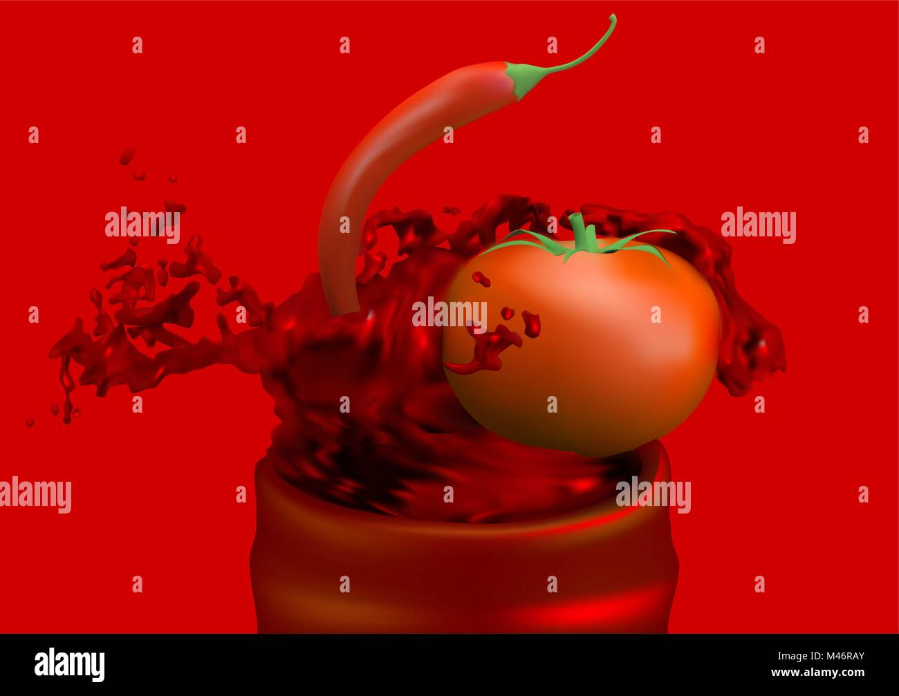 Bbq sauce sul rosso. delizioso dolce e piccante salsa barbecue Illustrazione Vettoriale