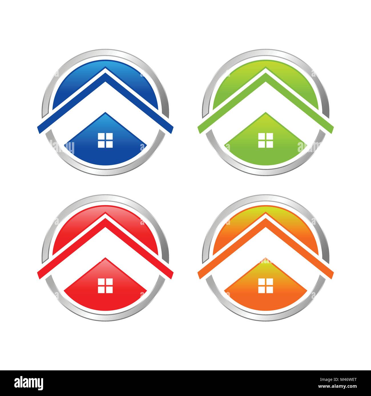 Abstract multi colore cerchio Home icona simbolo Vector Graphic Logo Design Set Illustrazione Vettoriale