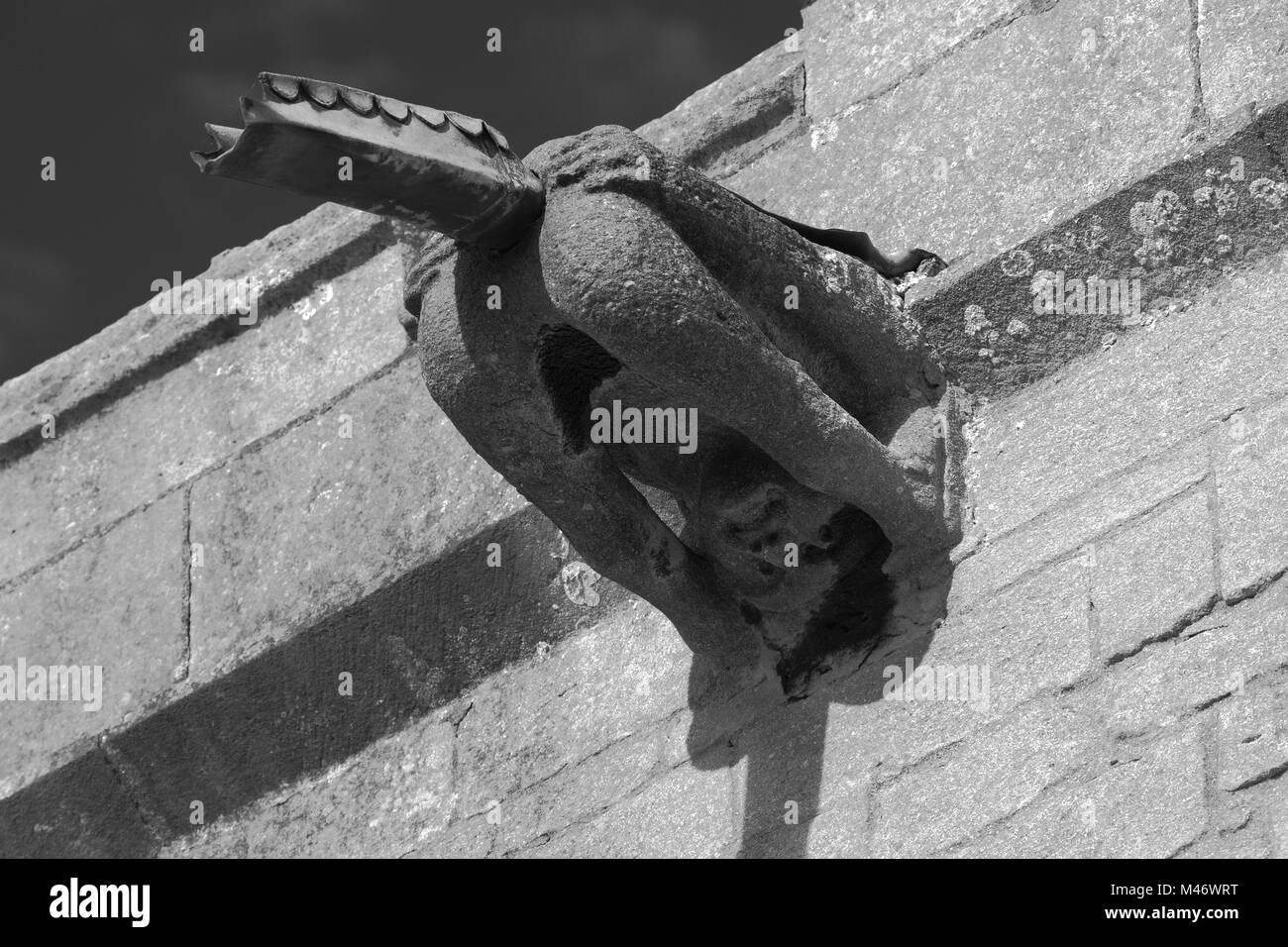 Un costruttori nonostante gargoyle su St Benedicts chiesa, Glinton village, Cambridgeshire, England, Regno Unito Foto Stock