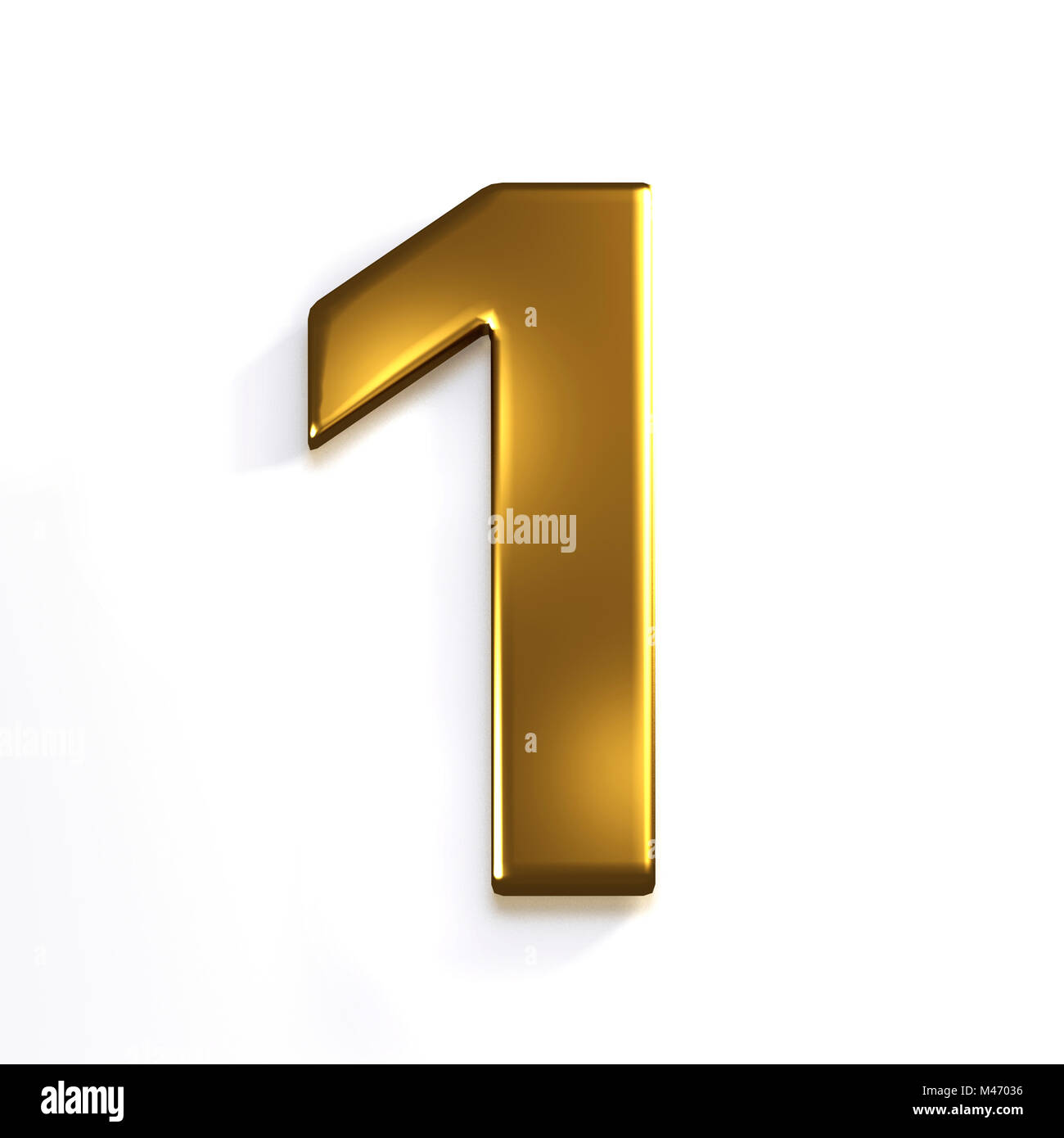 Numero Gold 1. 3D Render illustrazione Foto Stock