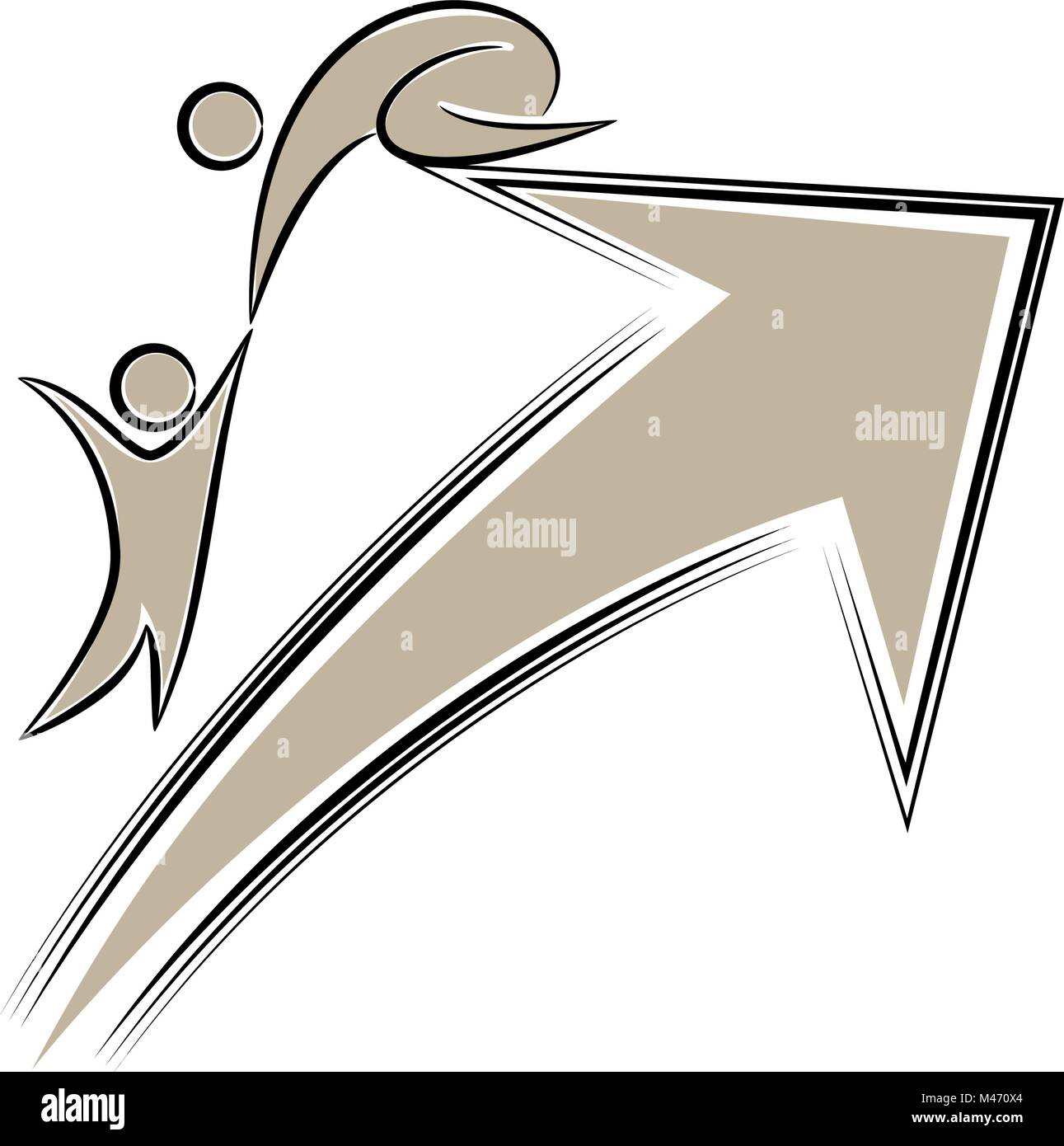Una immagine di un successo e di supporto Aiuto icona a forma di freccia isolato su bianco. Illustrazione Vettoriale