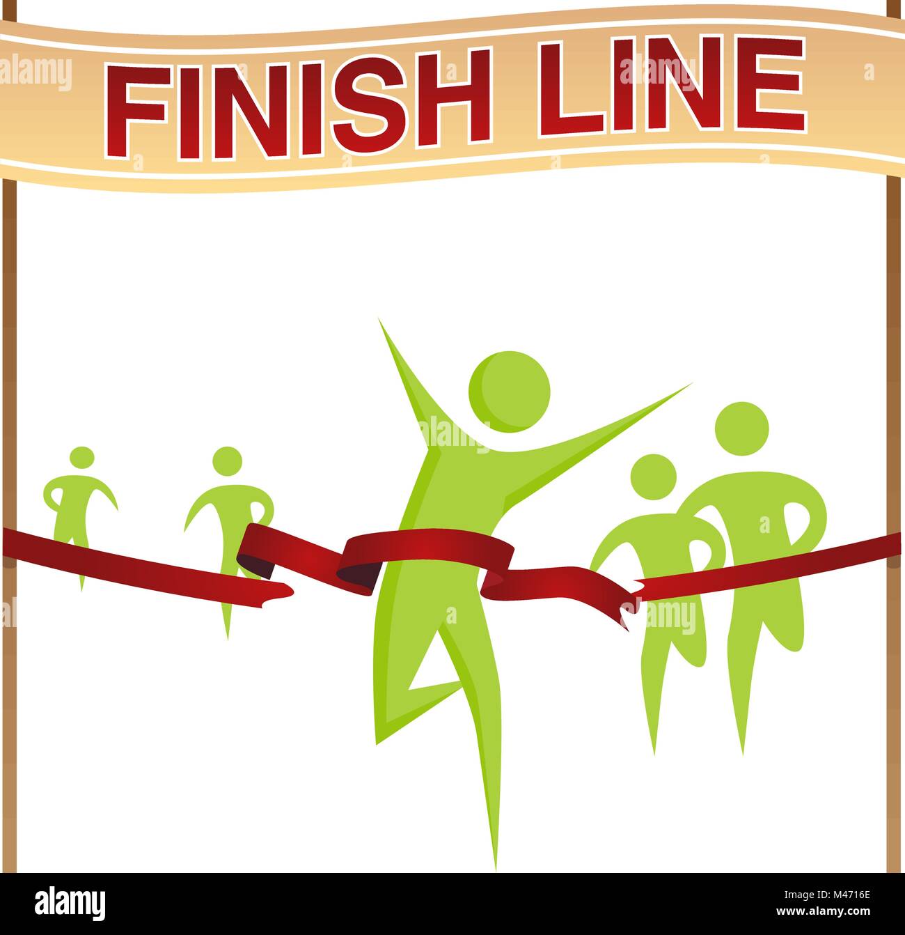 Un'immagine di un uomo che corre attraverso la linea di finitura. Illustrazione Vettoriale