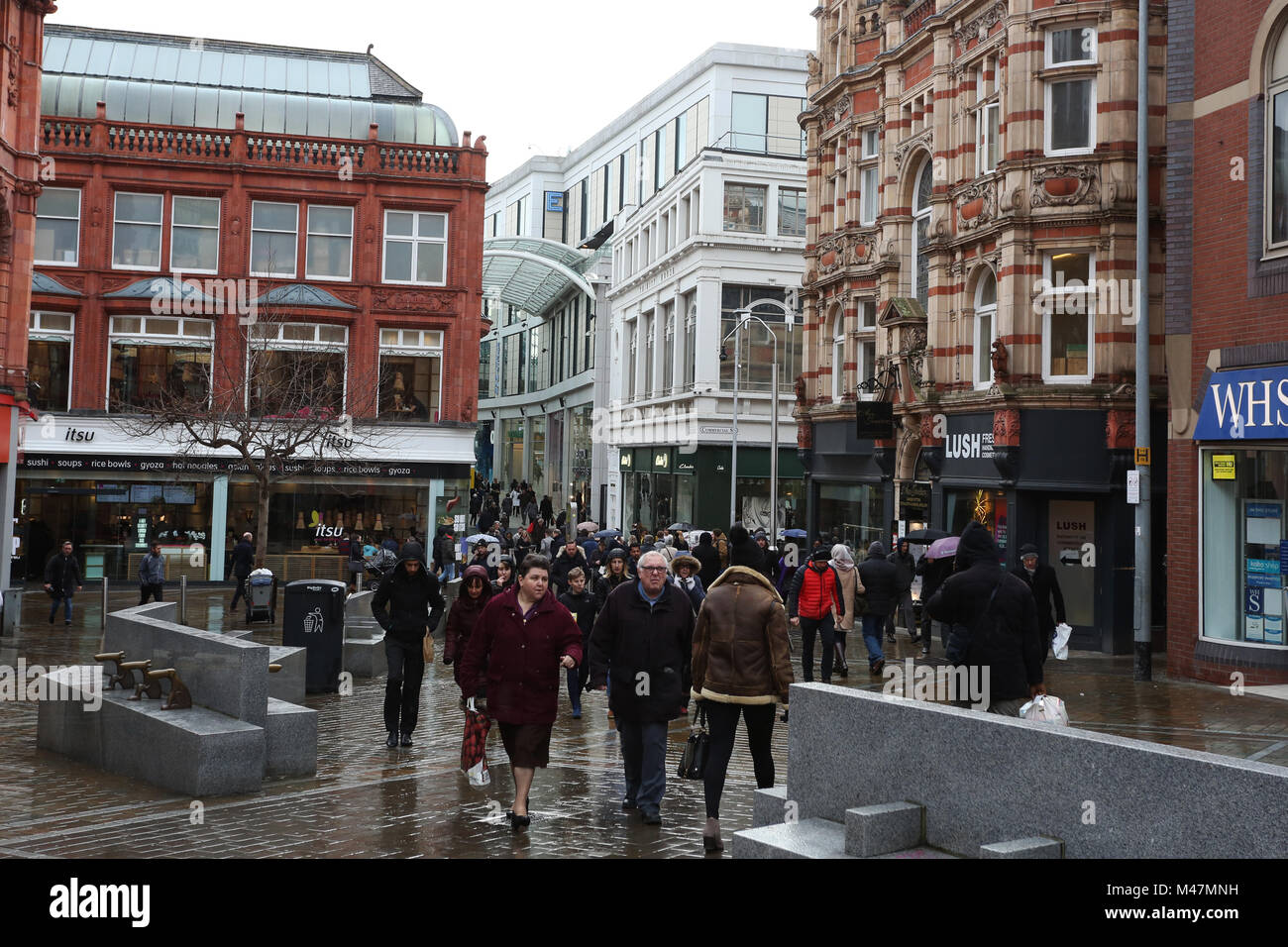 Viste generali del centro cittadino di Leeds, West Yorkshire, Regno Unito. Foto Stock