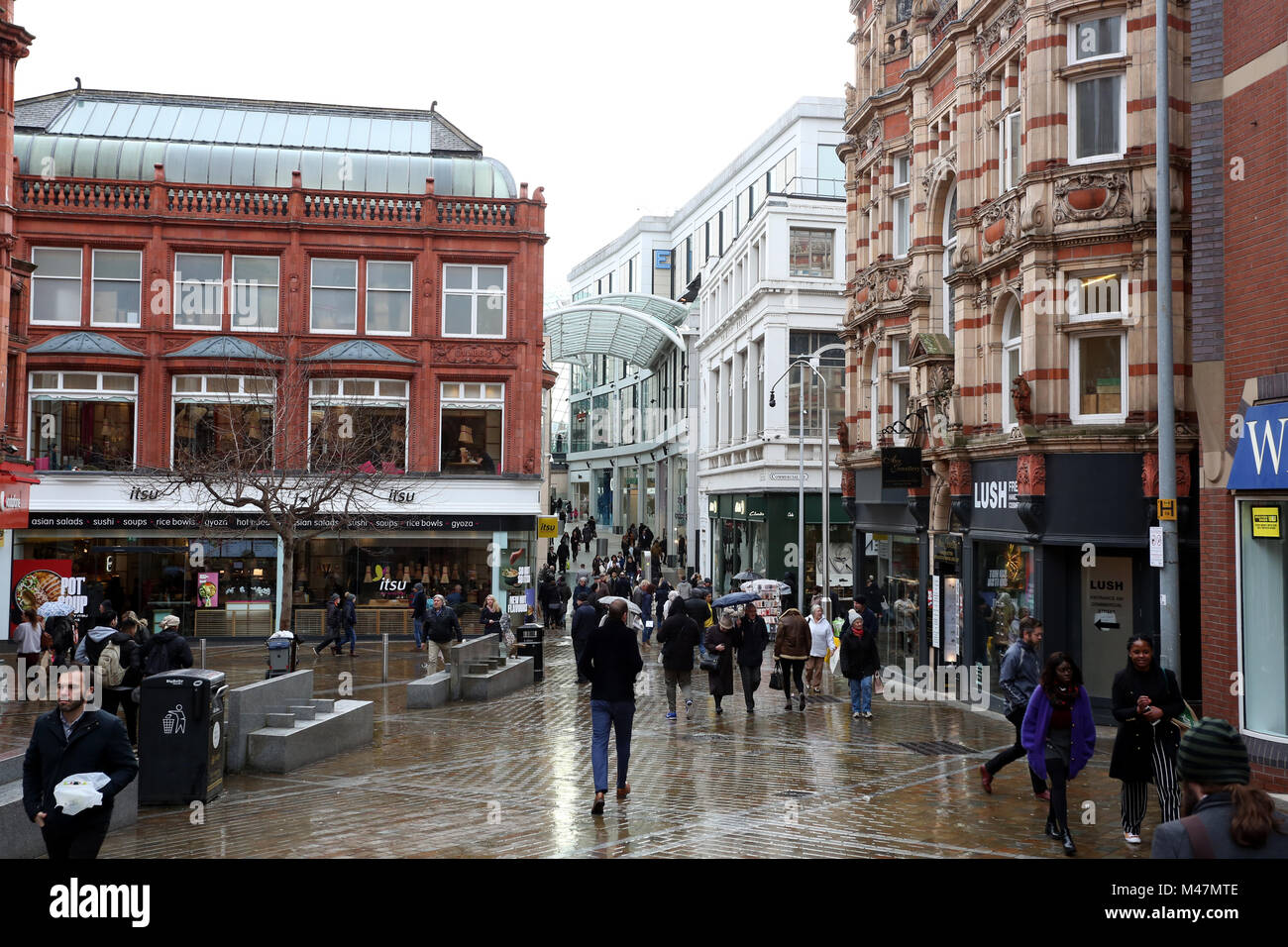 Viste generali del centro cittadino di Leeds, West Yorkshire, Regno Unito. Foto Stock