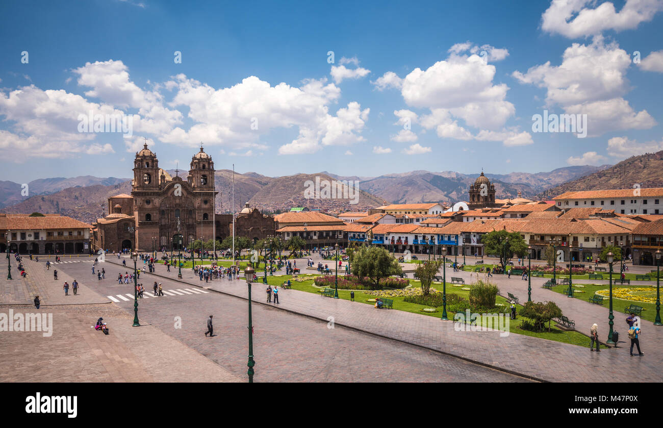 Plaza de Armas nel centro storico di Cusco, Perù Foto Stock