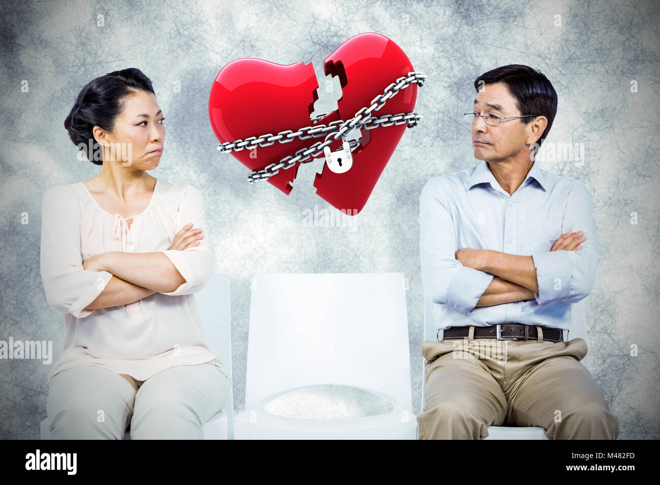 Immagine composita della precedente coppia asiatica avente un argomento Foto Stock