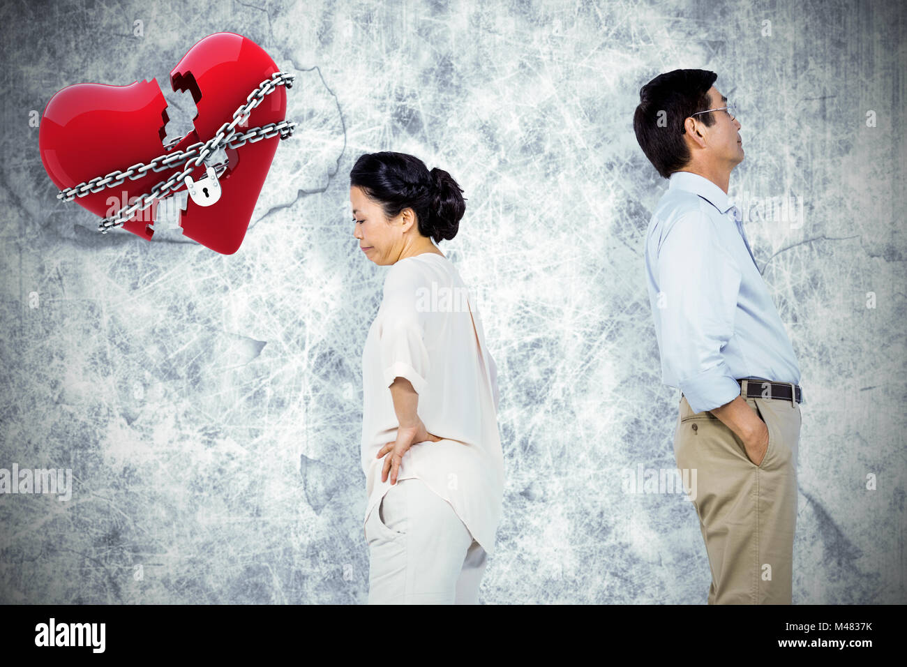 Immagine composita della precedente coppia asiatica avente un argomento Foto Stock