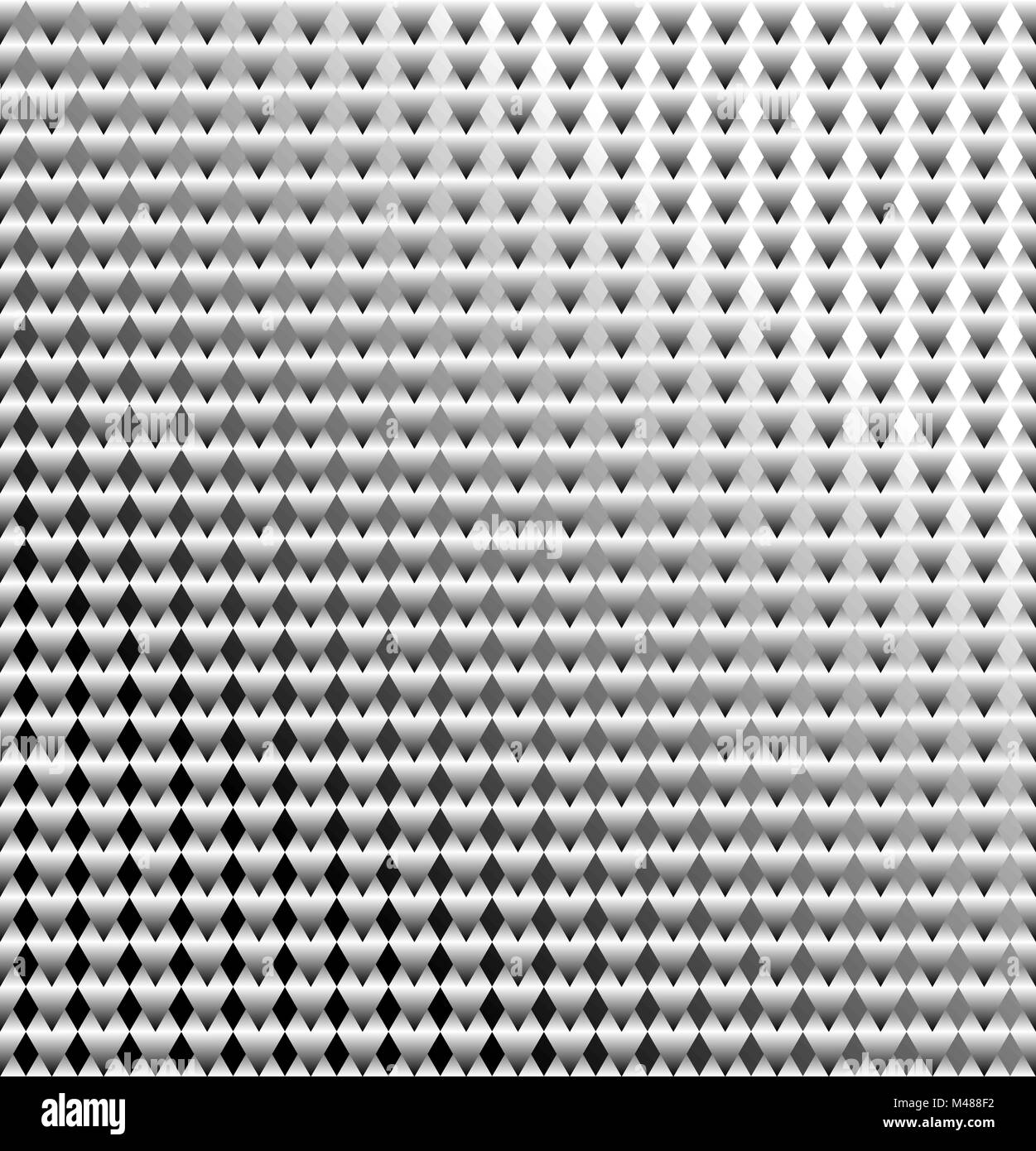 Modello geometrico di gradiente i colori nero e bianco su shading texture metallica. Illustrazione Vettoriale