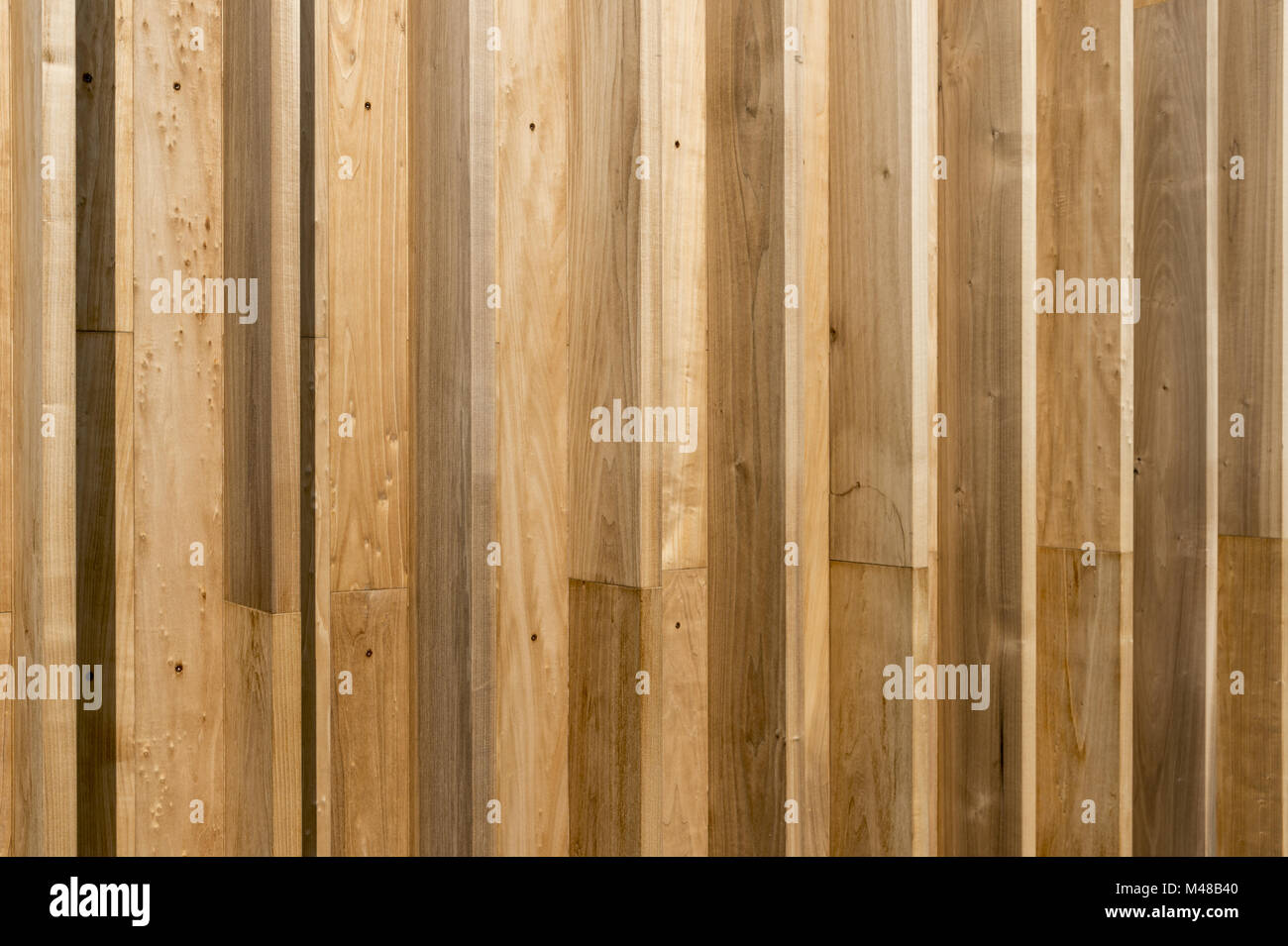Muro di casa fatta di legno di pioppo sotto il sole Foto Stock