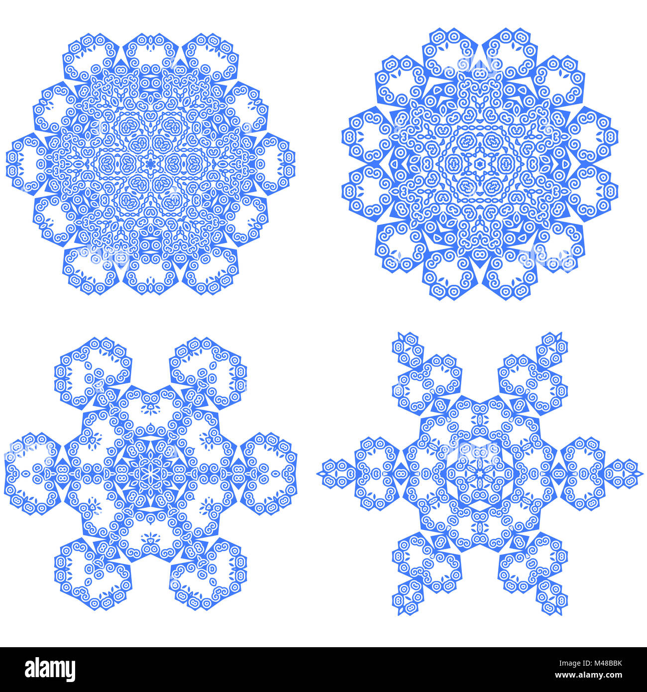 Set di fiocchi di neve blu Foto Stock