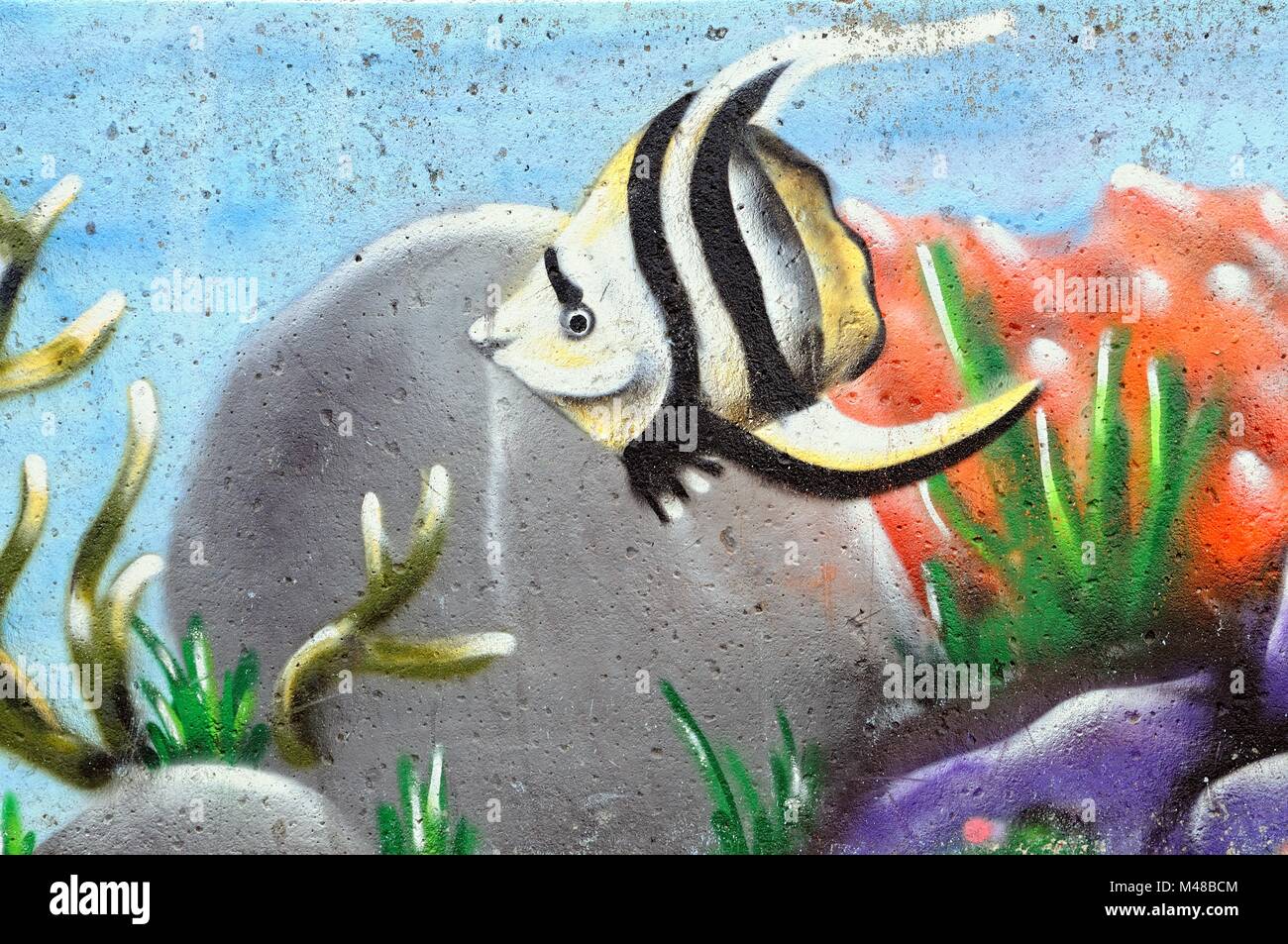 Il pesce sulla parete in Laboe Mar Baltico Germania Foto Stock