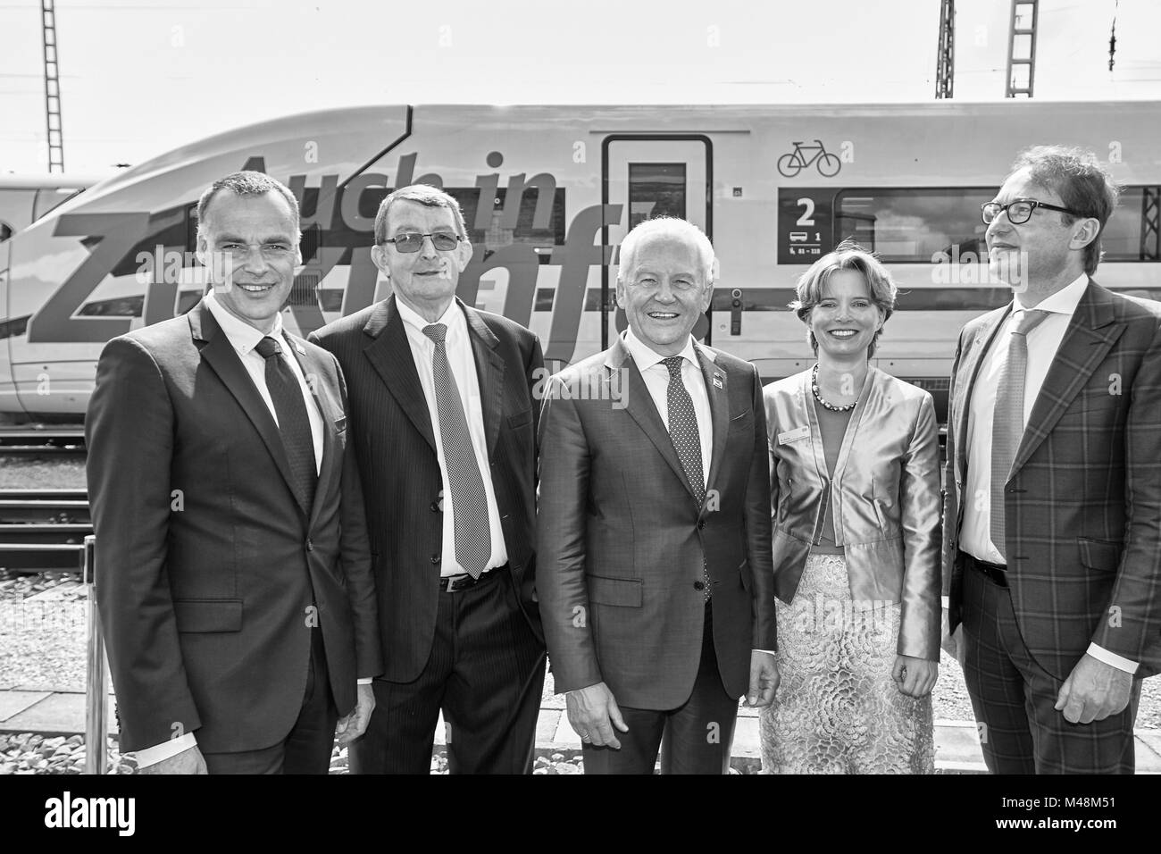 Deutsche Bahn: ritratto di gruppo occasione venticinque anni di ghiaccio in Germania Foto Stock