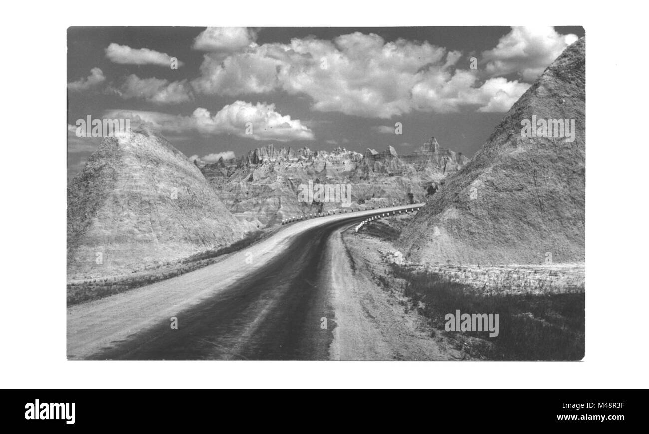 Parco nazionale Badlands, in bianco e nero la fotografia storica. pre-CAT. Foto Stock