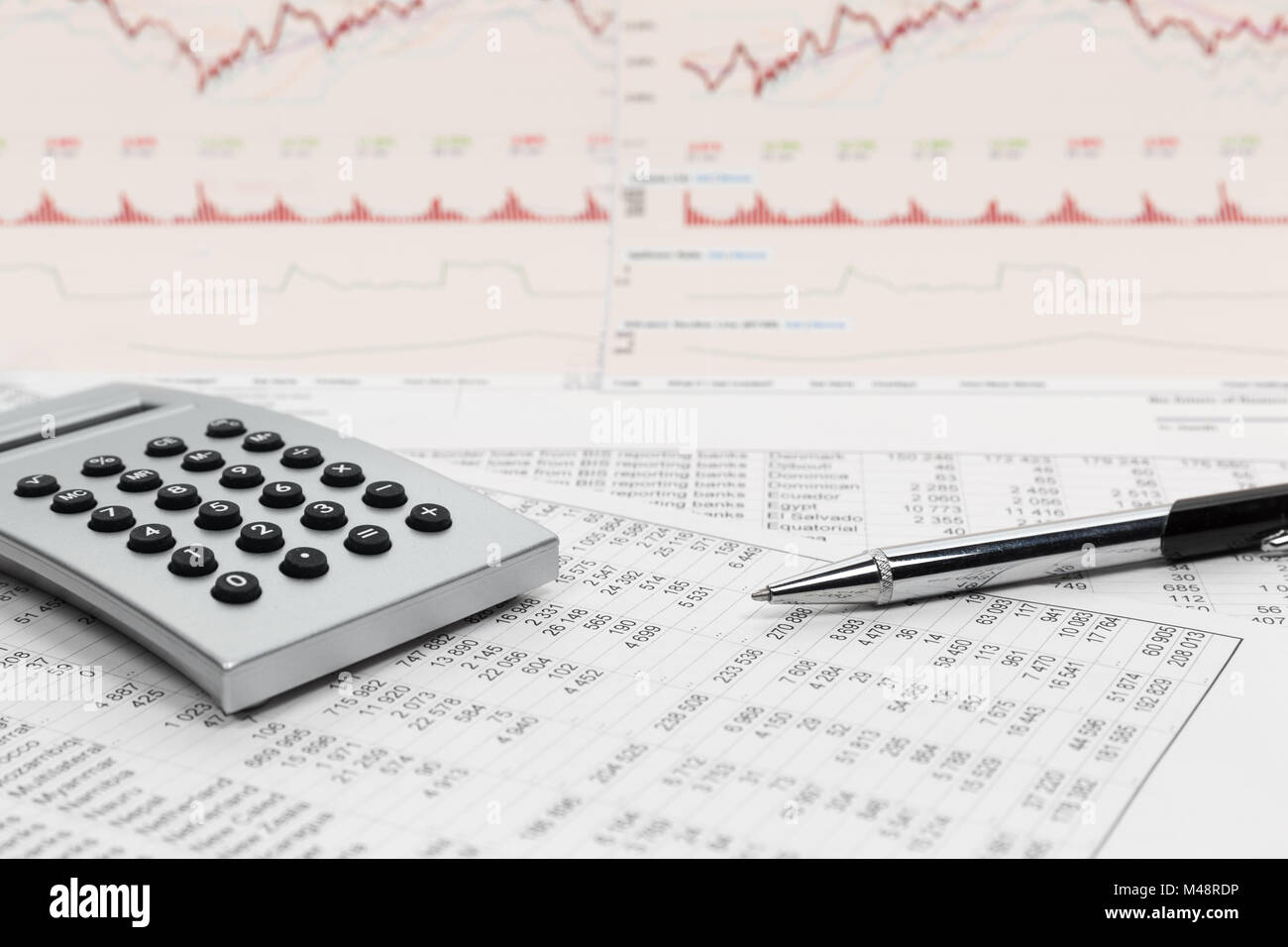 La contabilità finanziaria del mercato azionario analisi grafici Foto Stock