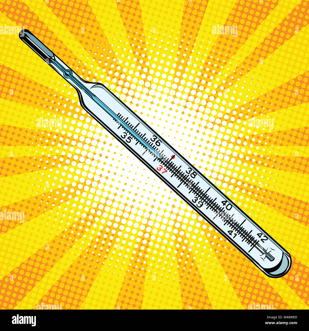 Vetro di Mercury Medical termometro temperatura 36.6 Foto Stock