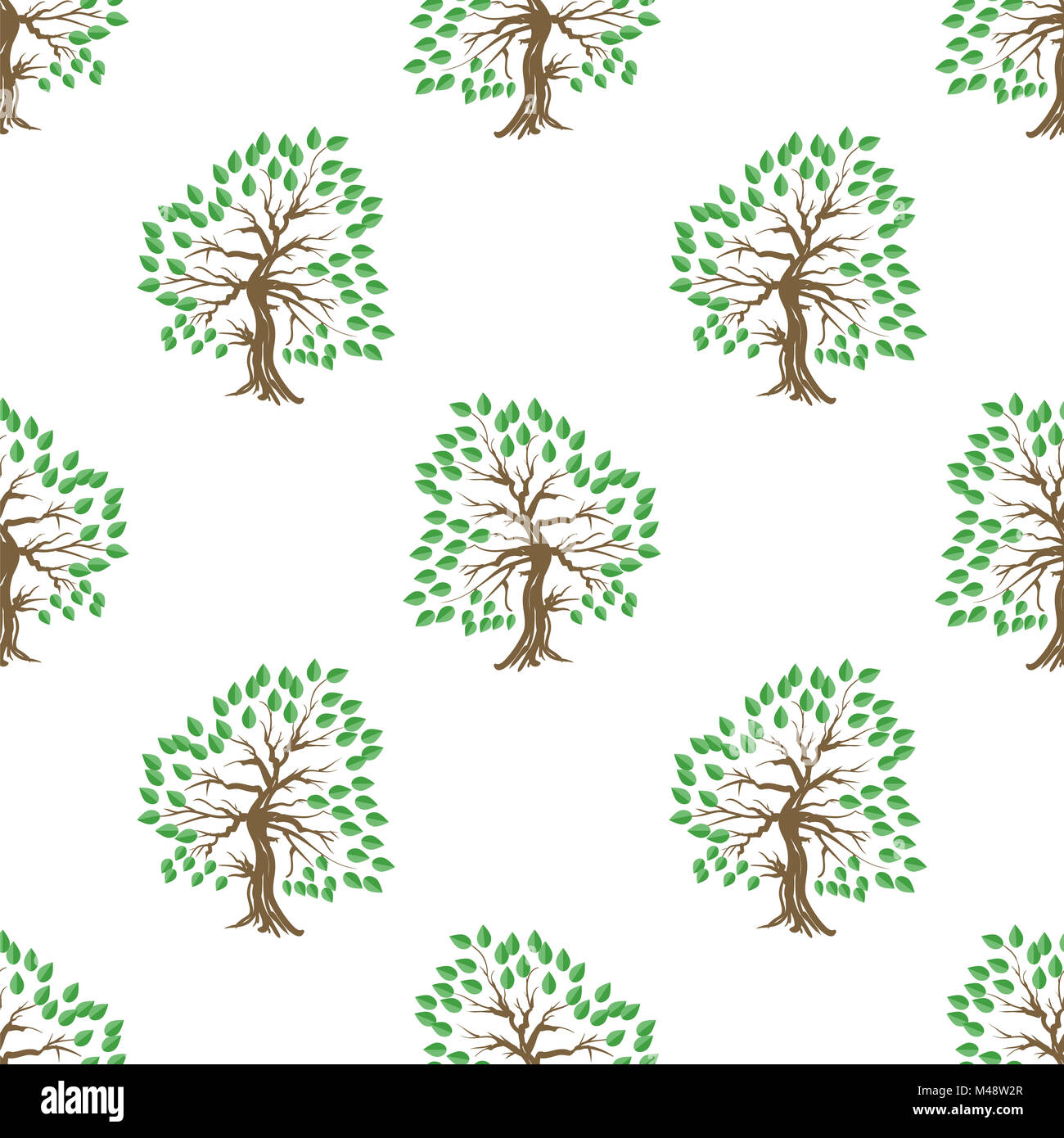 Green Tree Pattern senza giunture Foto Stock