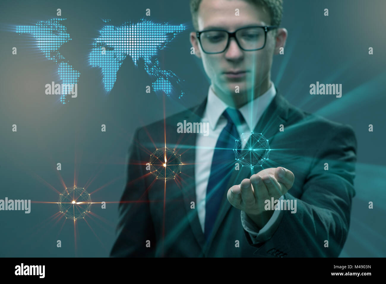 Giovani bisinesswoman in global business concept Foto Stock