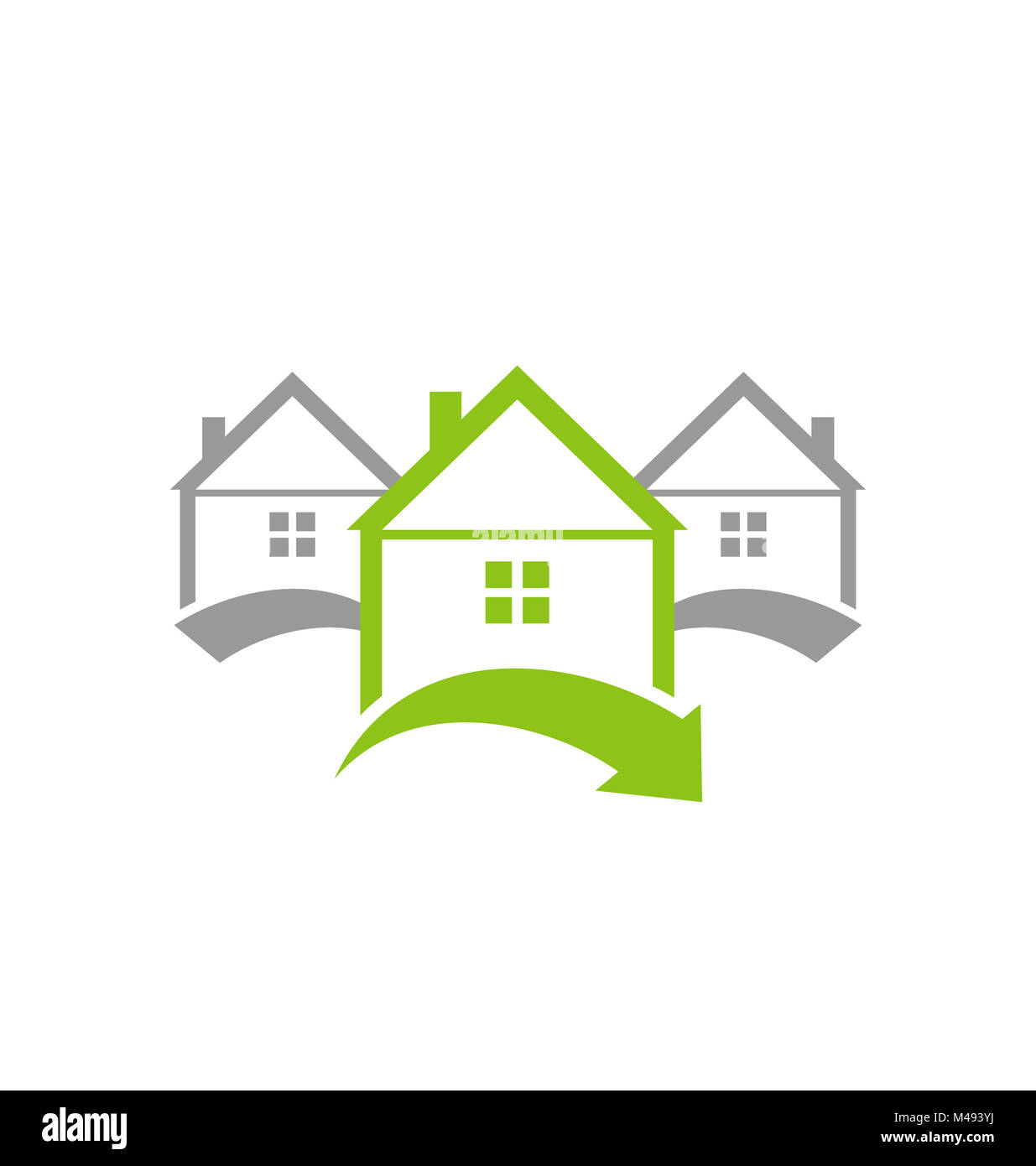 Concetto Ecologico rinnovabile icona case verdi Foto Stock