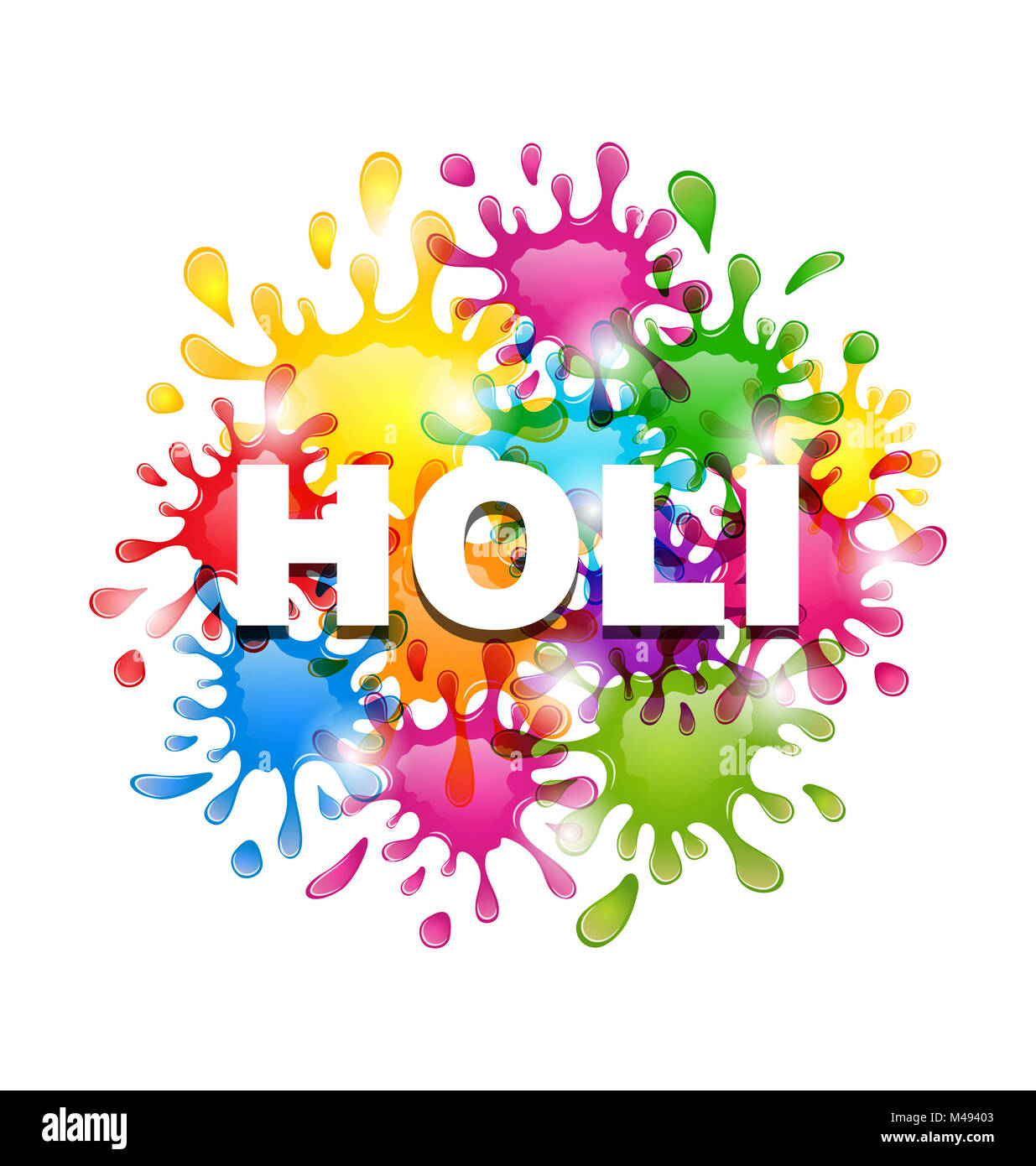 Sfondo colorato con blot per Indian Holi festival Celebrat Foto Stock