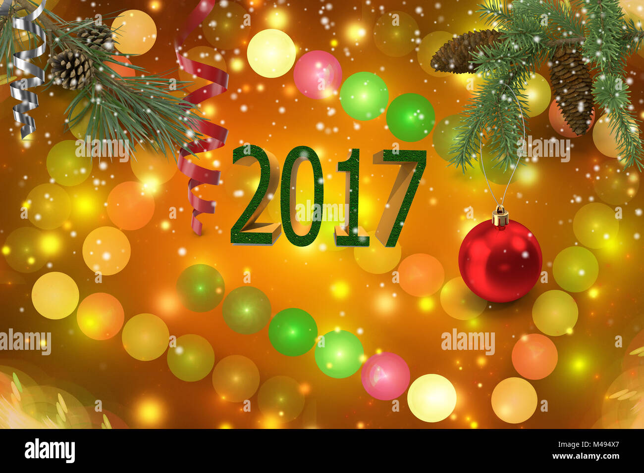Congratulazioni con il Natale e il nuovo anno 2017. Foto Stock