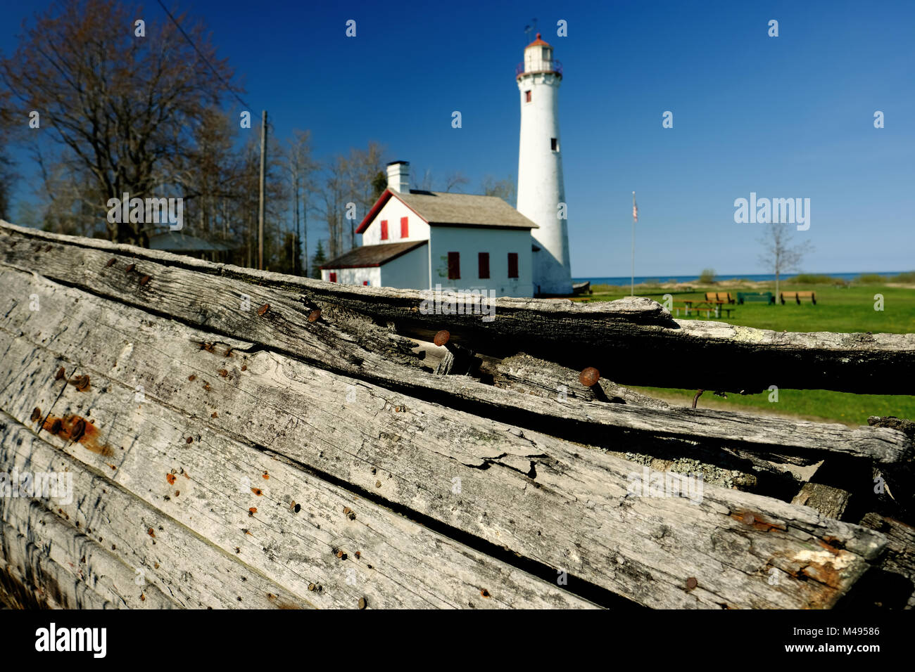 Punto di storione faro, costruito nel 1869 Foto Stock