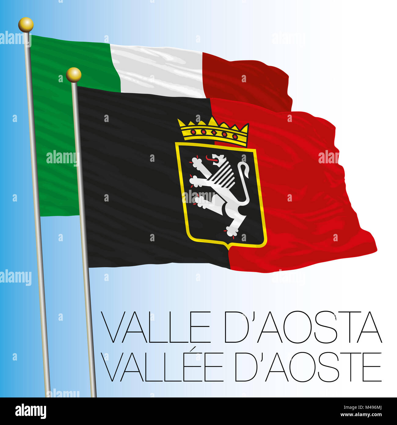 Valle d'Aosta bandiera regionale, Repubblica italiana, Italia, Unione Europea Foto Stock