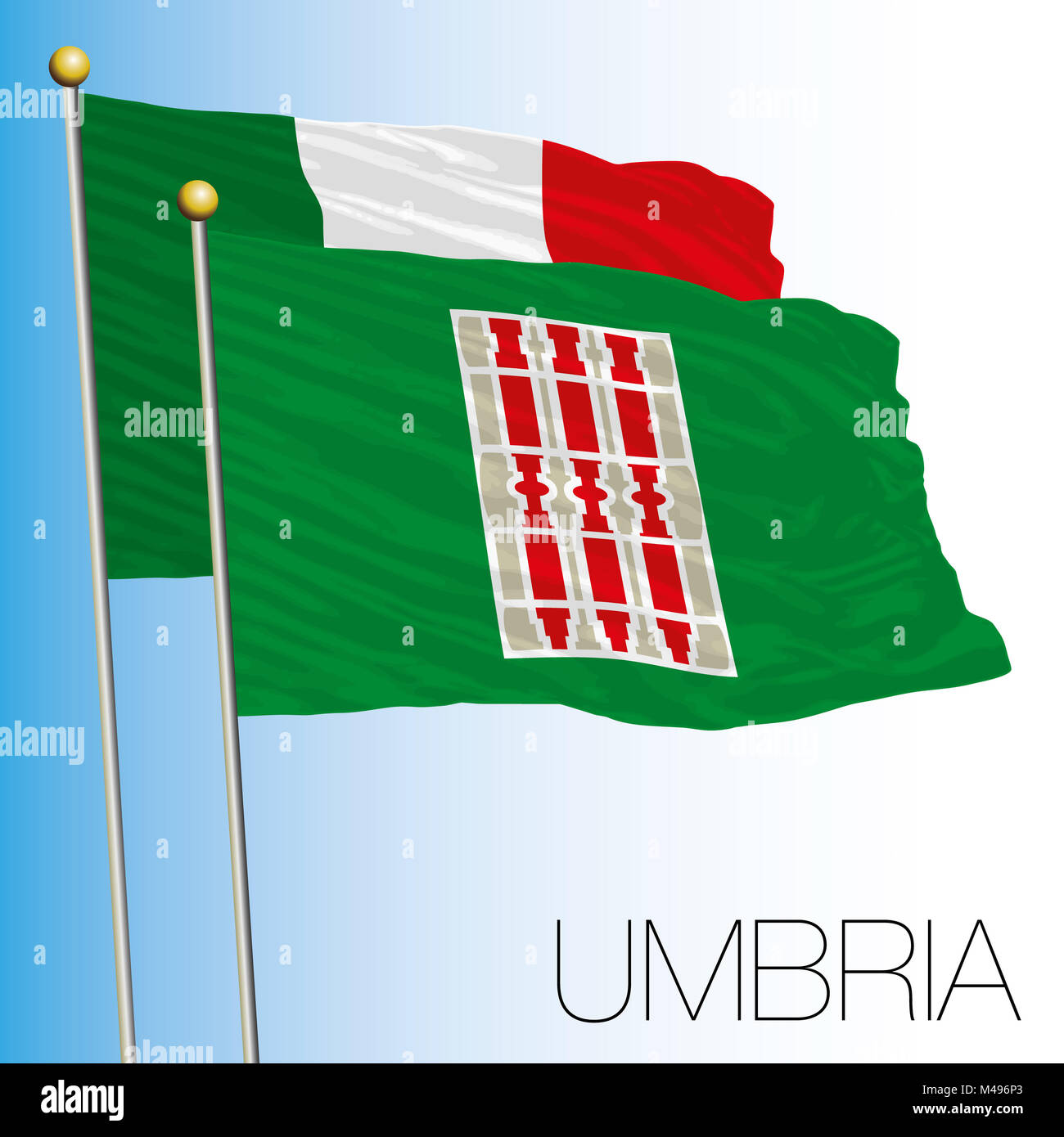Umbria bandiera regionale, Repubblica italiana, Italia, Unione Europea Foto Stock