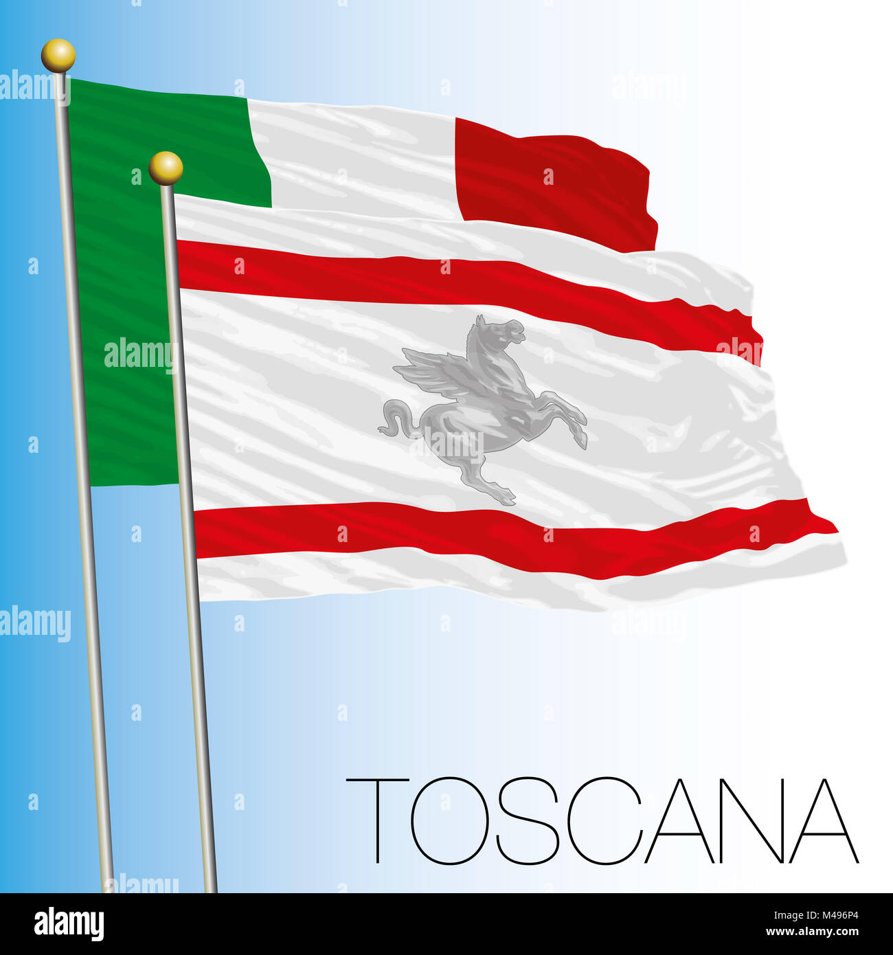 Toscana bandiera regionale, Repubblica italiana, Italia, Unione Europea Foto Stock