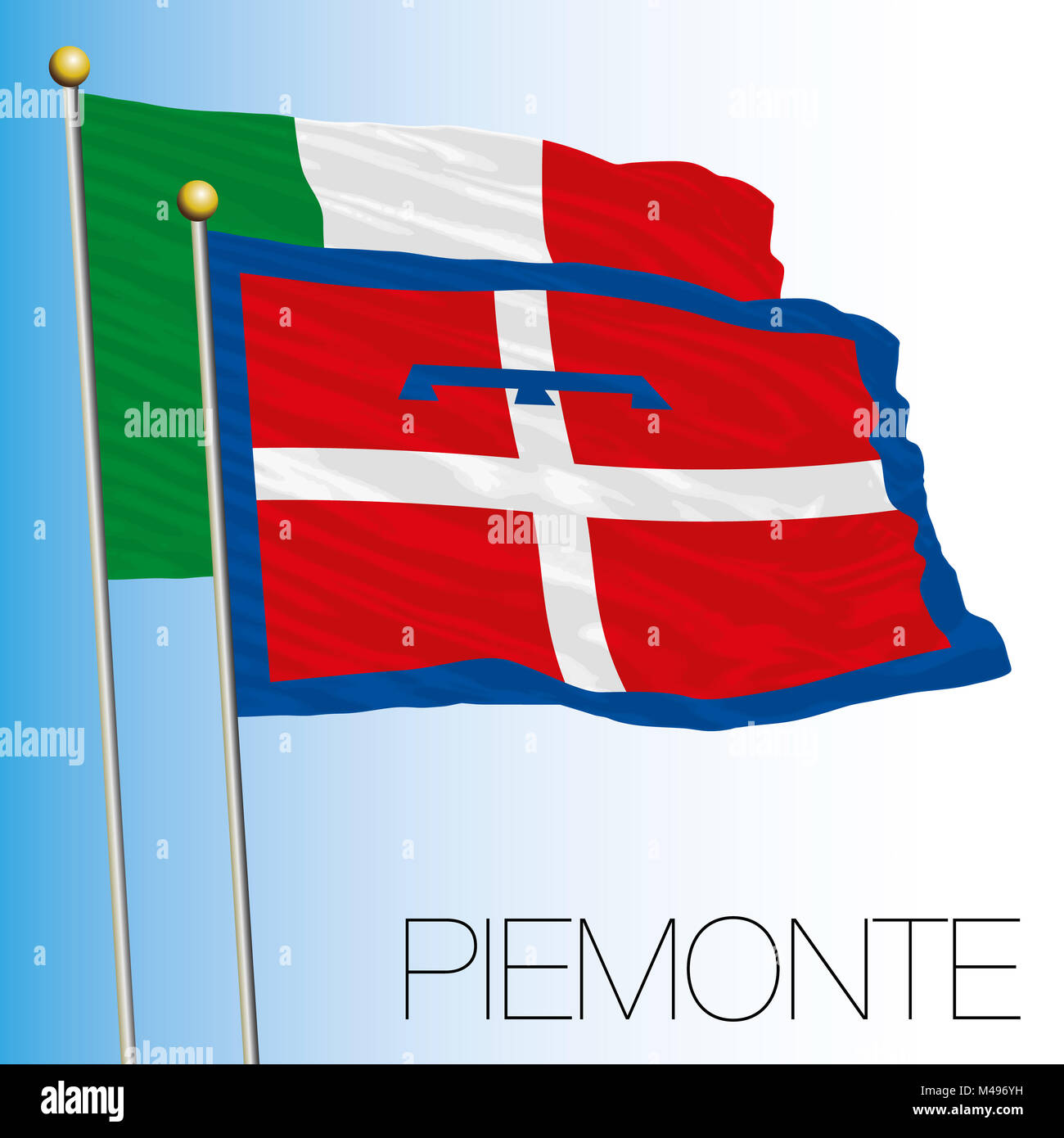 Regionale Piemonte bandiera, Repubblica italiana, Italia, Unione Europea Foto Stock
