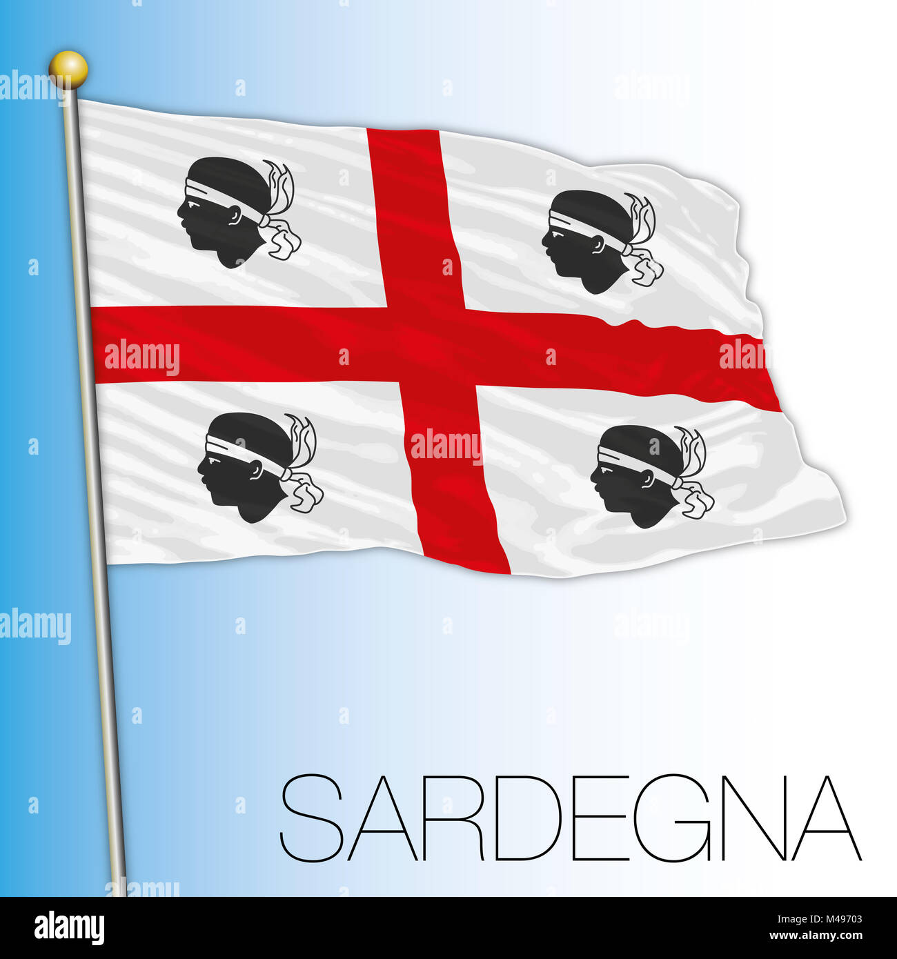 Sardegna bandiera regionale, Repubblica italiana, Italia, Unione Europea Foto Stock
