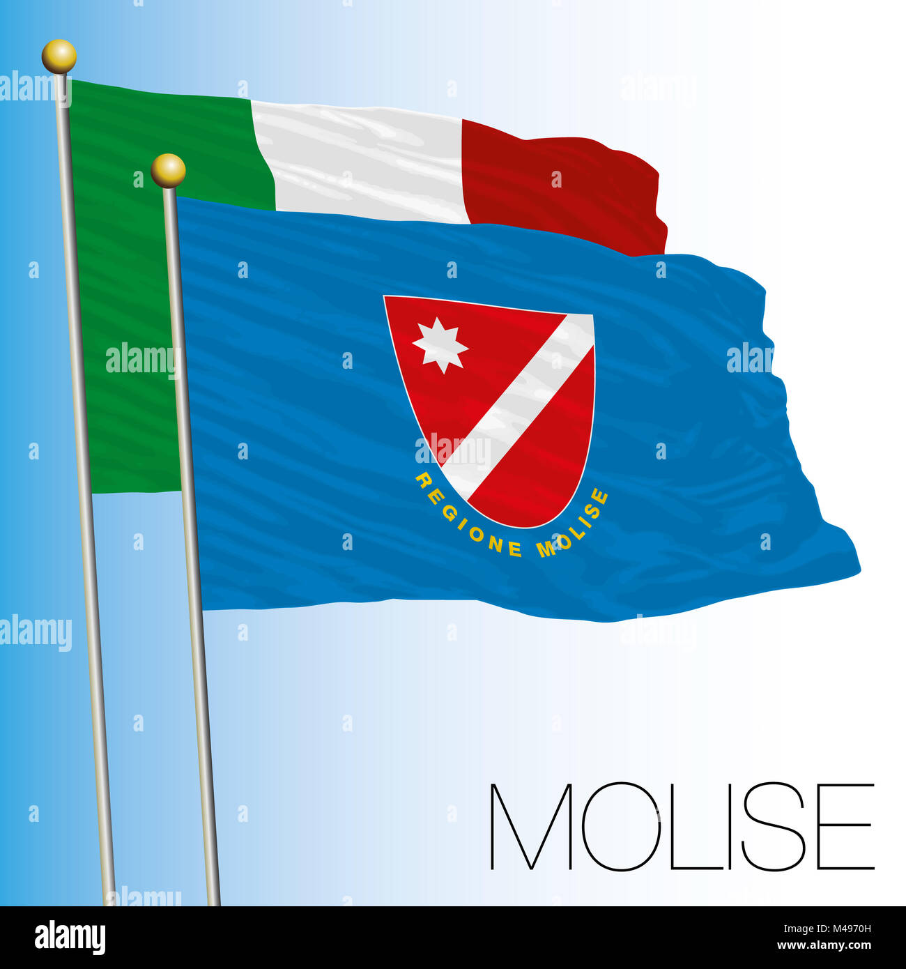 Molise bandiera regionale, Repubblica italiana, Italia, Unione Europea Foto Stock