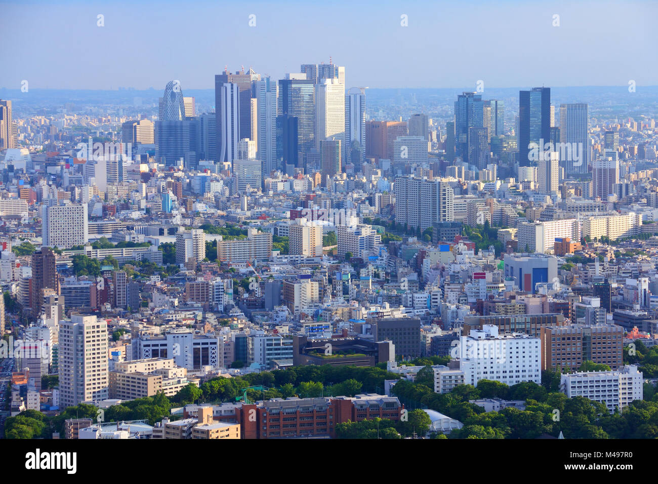 Tokyo, Giappone - vista aerea del quartiere di Shinjuku. Moderno skyline della citta'. Foto Stock