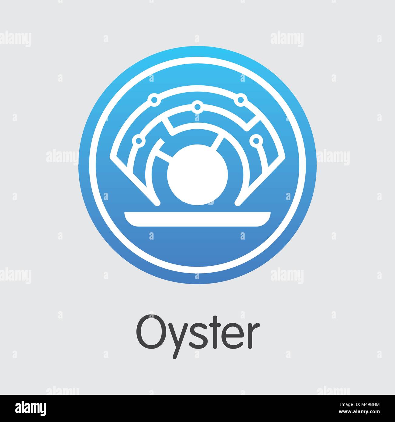 Oyster - Cryptocurrency Coin pittogramma. Illustrazione Vettoriale