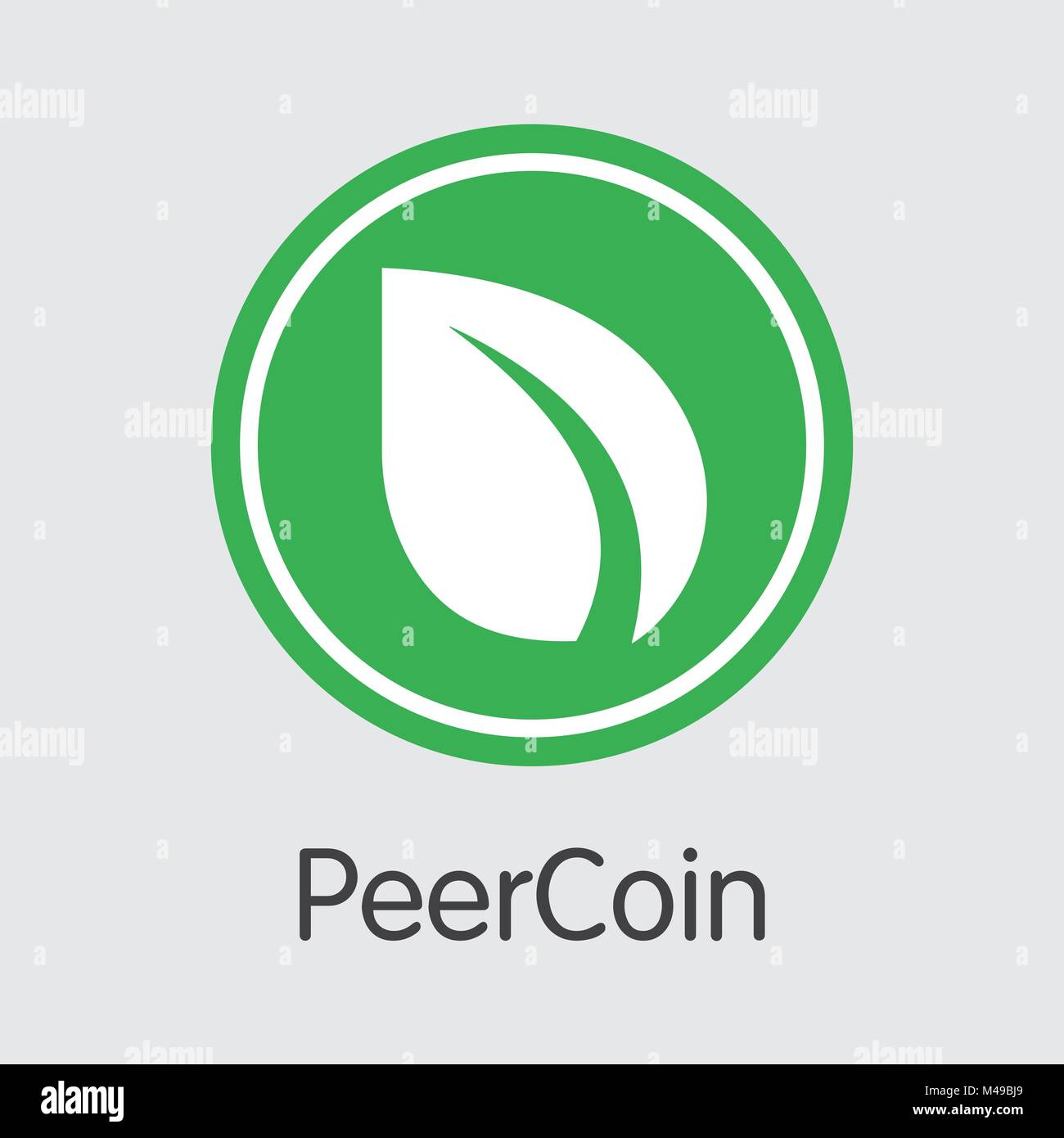 Peercoin - Blockchain Cryptocurrency simbolo della moneta. Illustrazione Vettoriale