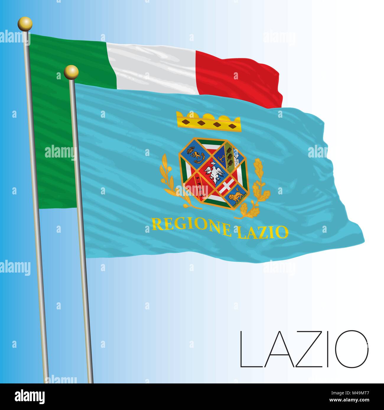 Lazio bandiera regionale, Repubblica italiana, Italia, Unione Europea Illustrazione Vettoriale