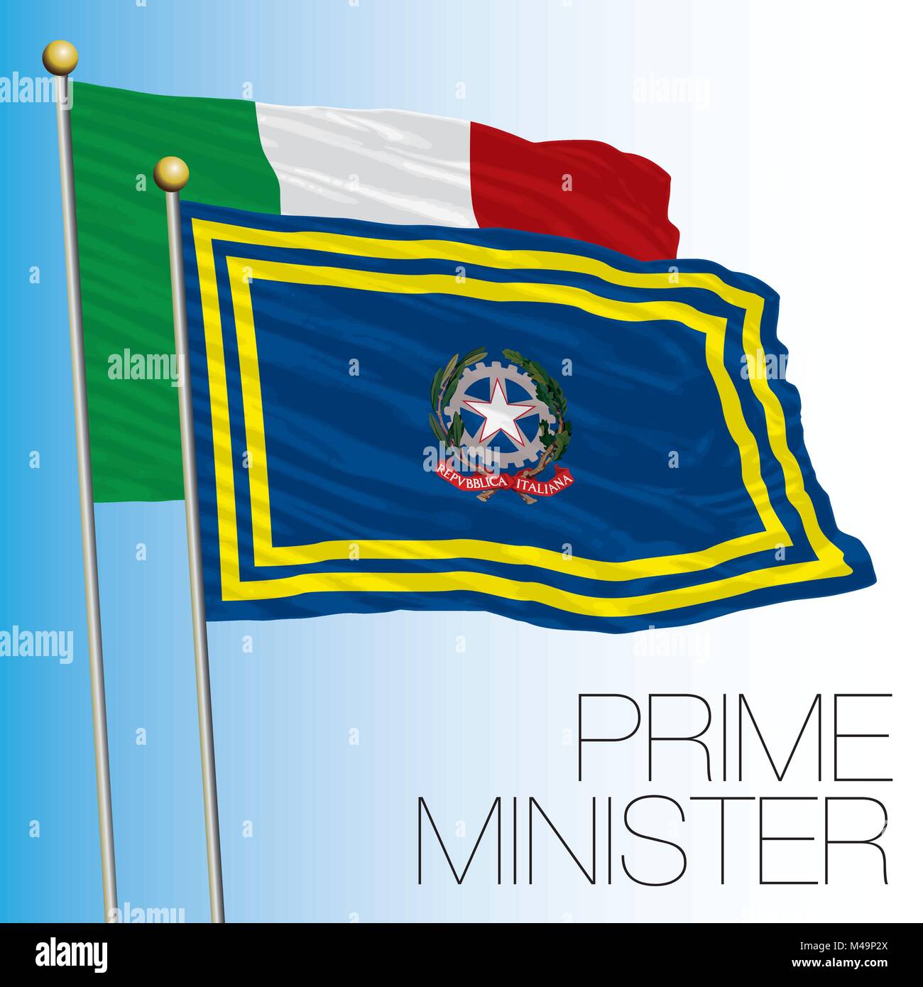 Repubblica italiana, primo ministro bandiera, Italia Illustrazione Vettoriale