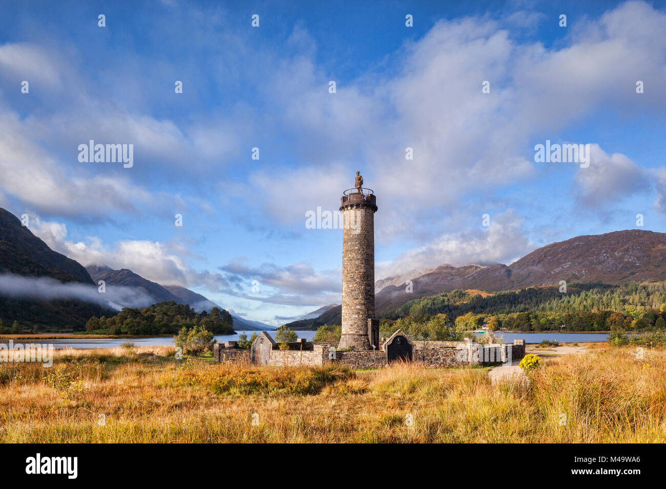 Glenfinnan monumento, Loch Shiel, Lochaber, Highland, Scotland, Regno Unito Foto Stock