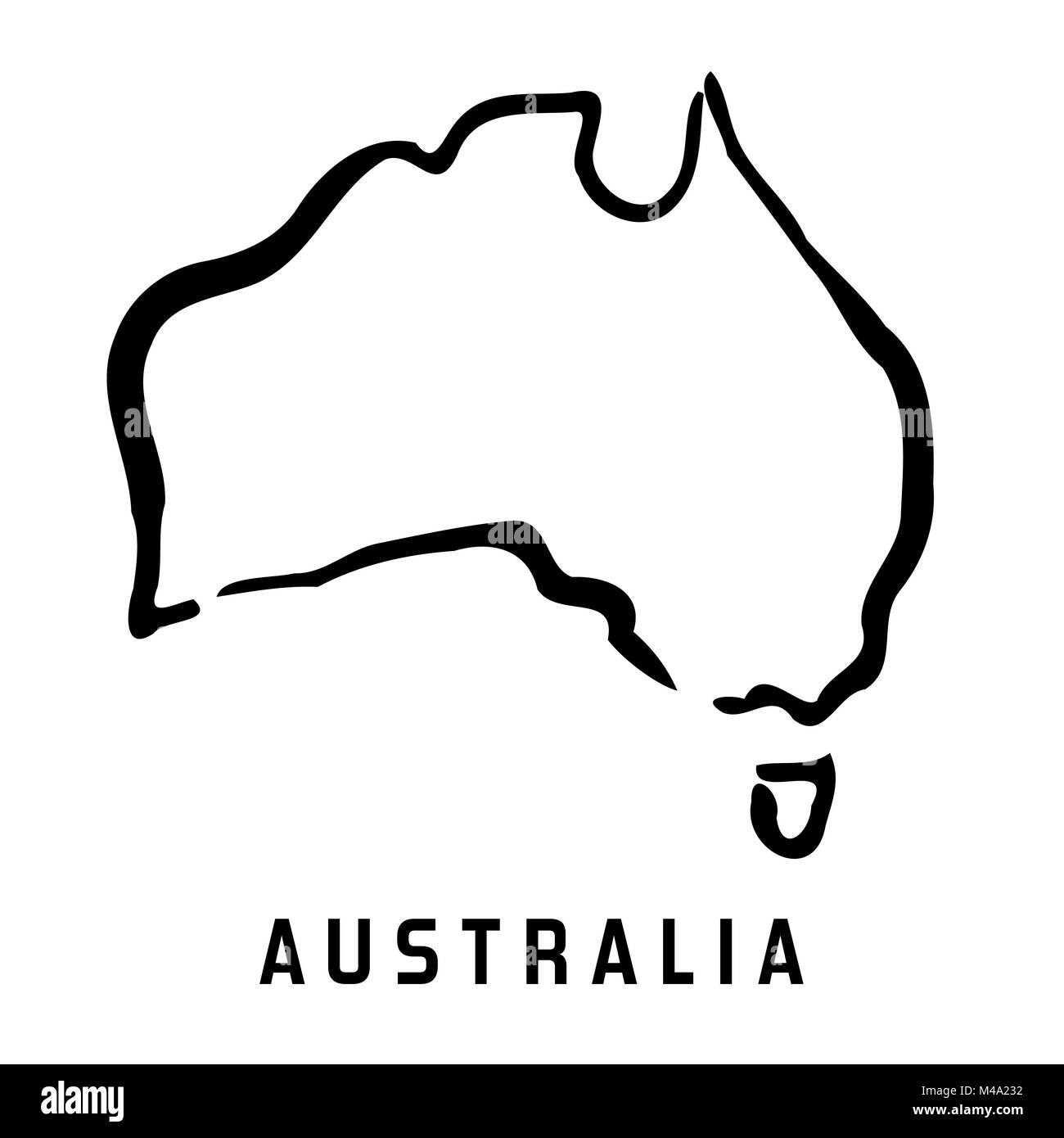 Australia mappa semplice delineare - liscia continente semplificata forma mappa vettoriale. Illustrazione Vettoriale