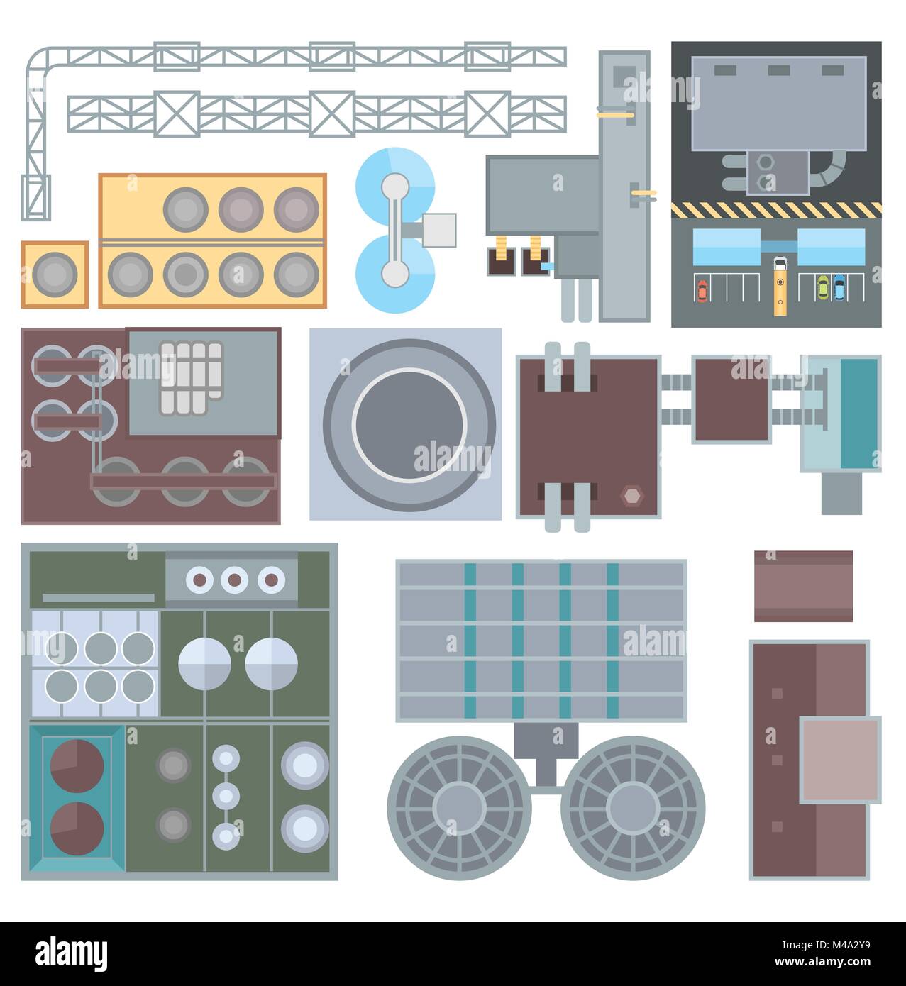 Edifici industriali elementi - serie di moderni oggetti vettore Illustrazione Vettoriale