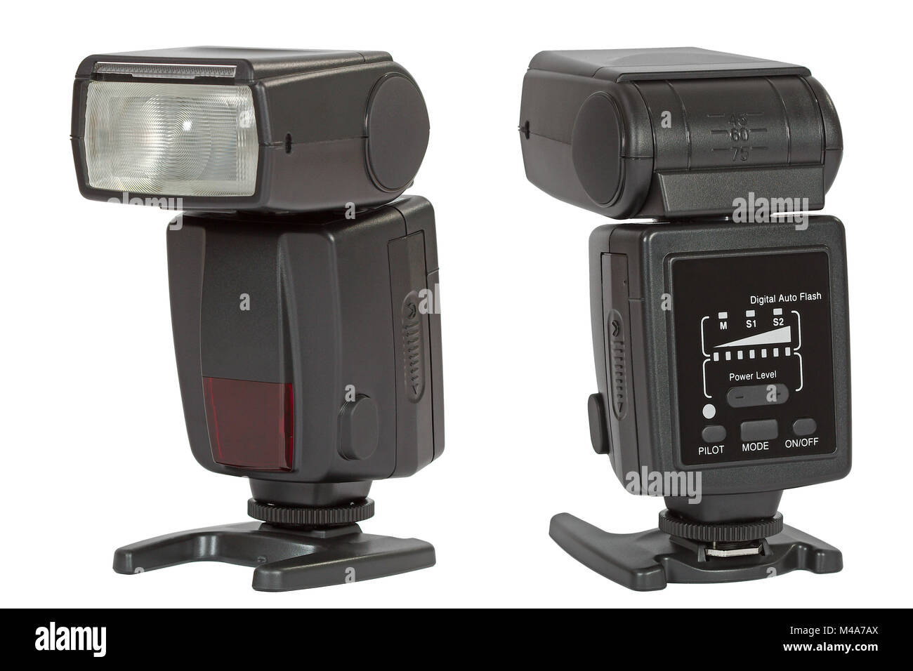 Digital flash automatico, isolato su sfondo bianco Foto Stock