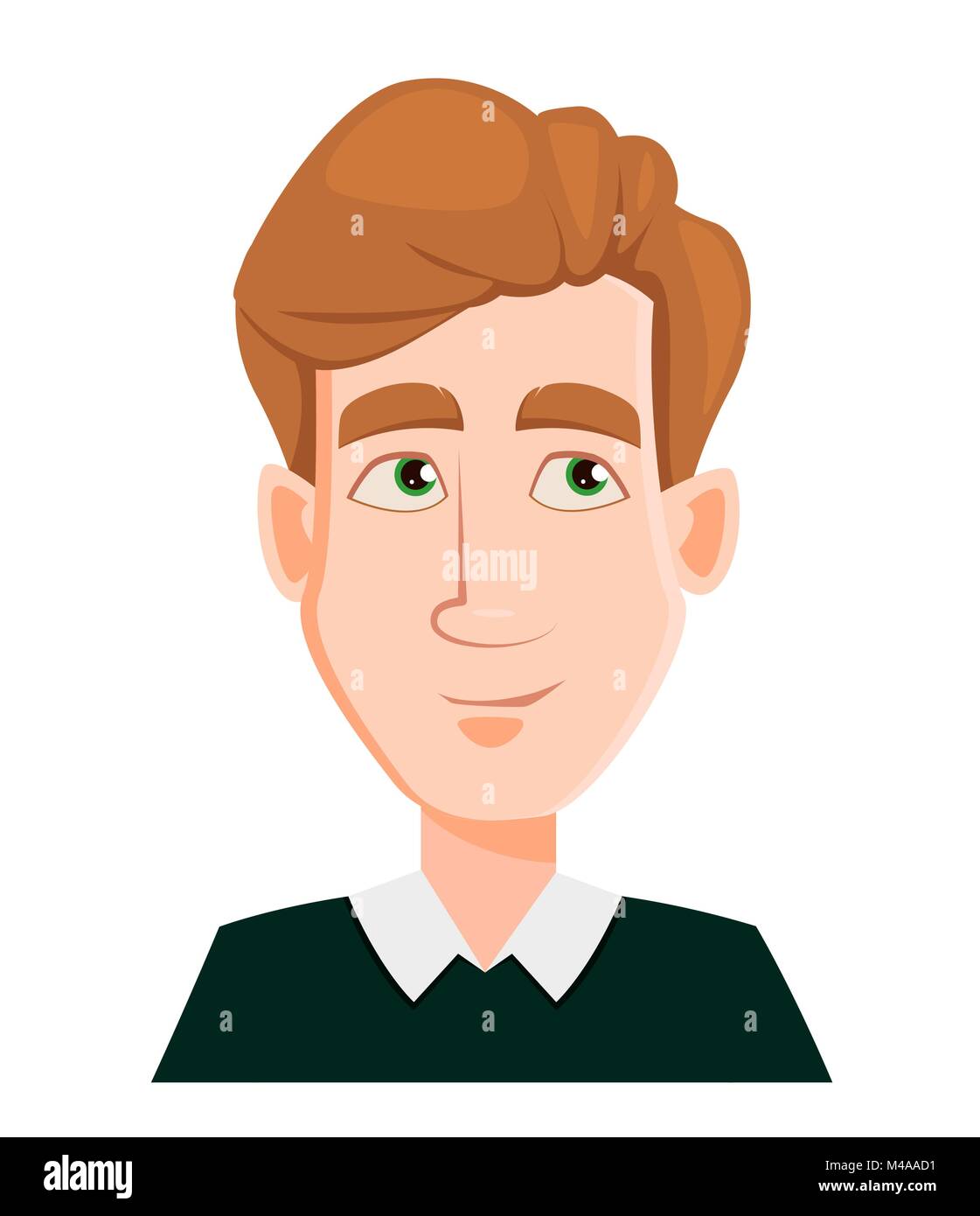 Faccia l'espressione di un uomo con capelli biondi - pensieroso. Maschio di emozioni. Bello il business man personaggio dei fumetti. Illustrazione di vettore isolato sul retro bianco Illustrazione Vettoriale