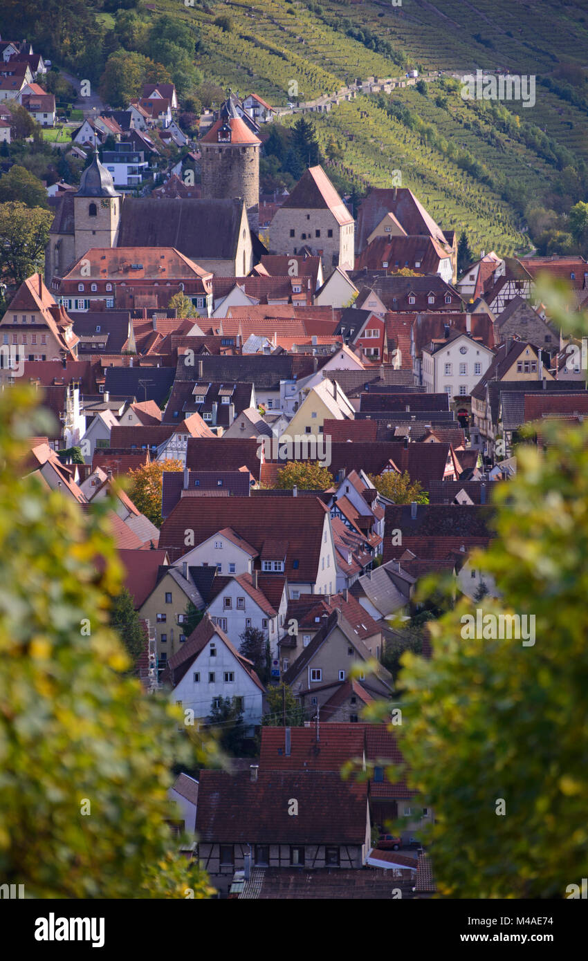 Besigheim, Blick aus den Weinbergen, Baden-Württemberg, Deutschland, Europa Foto Stock