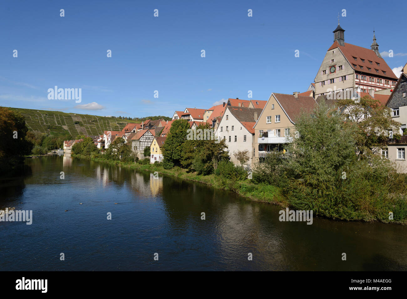 Besigheim, Ansicht von der Enz, Baden-Württemberg, Deutschland, Europa Foto Stock