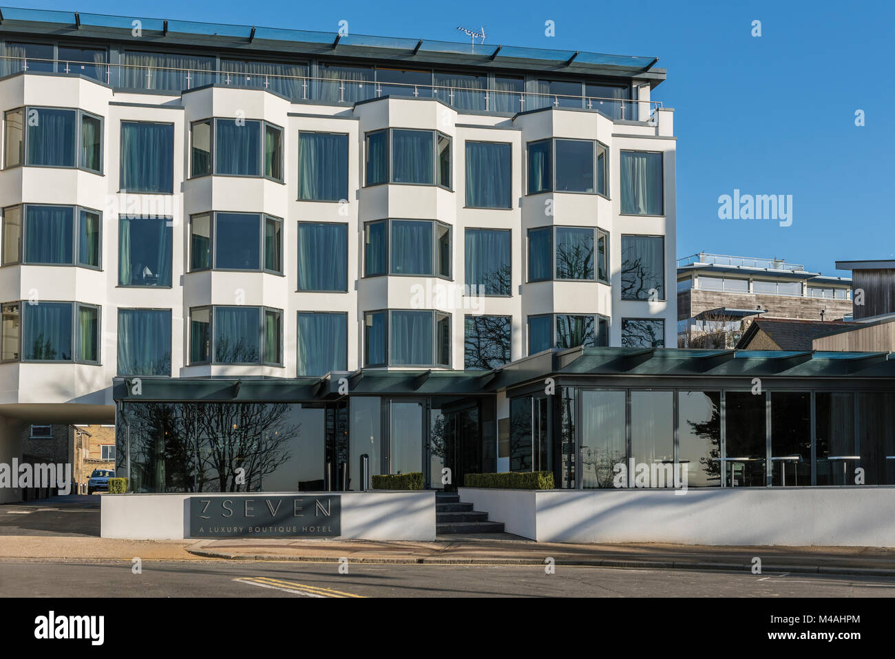 Sette boutique hotel di lusso, architettura moderna. Foto Stock