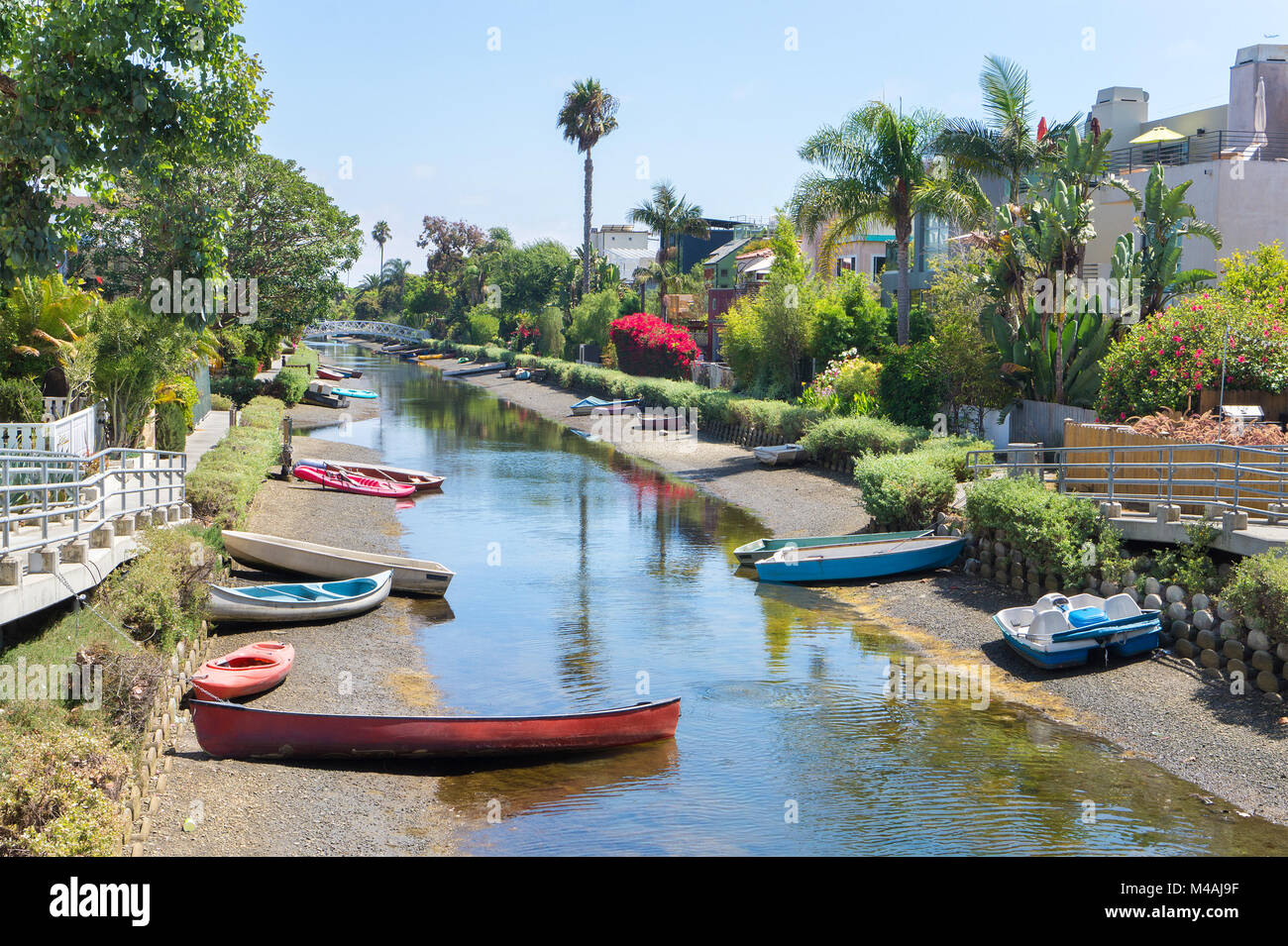 Barche nel canale di Venezia, Los Angeles, Stati Uniti. Foto Stock