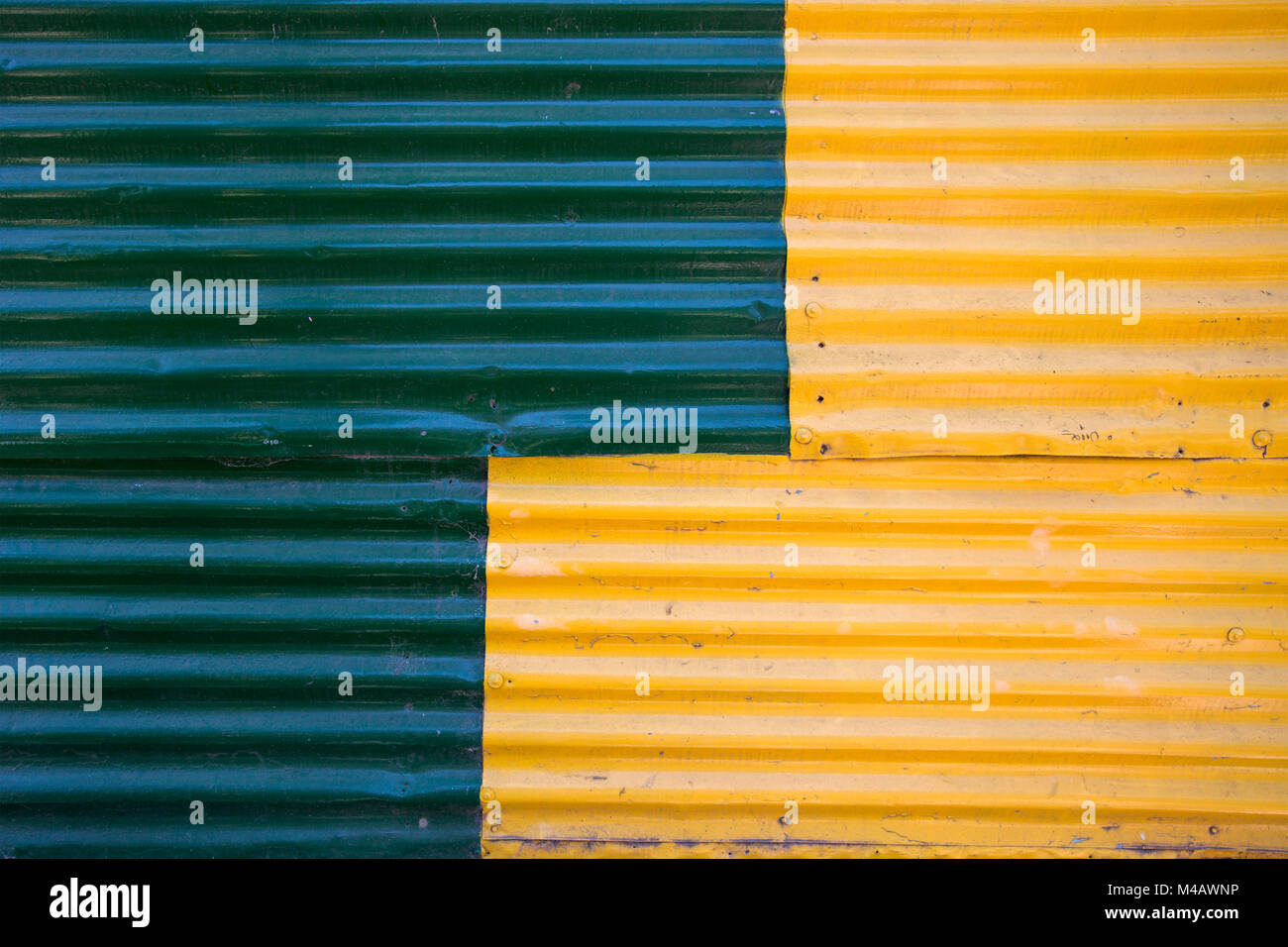 Dettagli dalla facciata colorata da Caminito a La Boca, Buenos Aires, Argentina Foto Stock